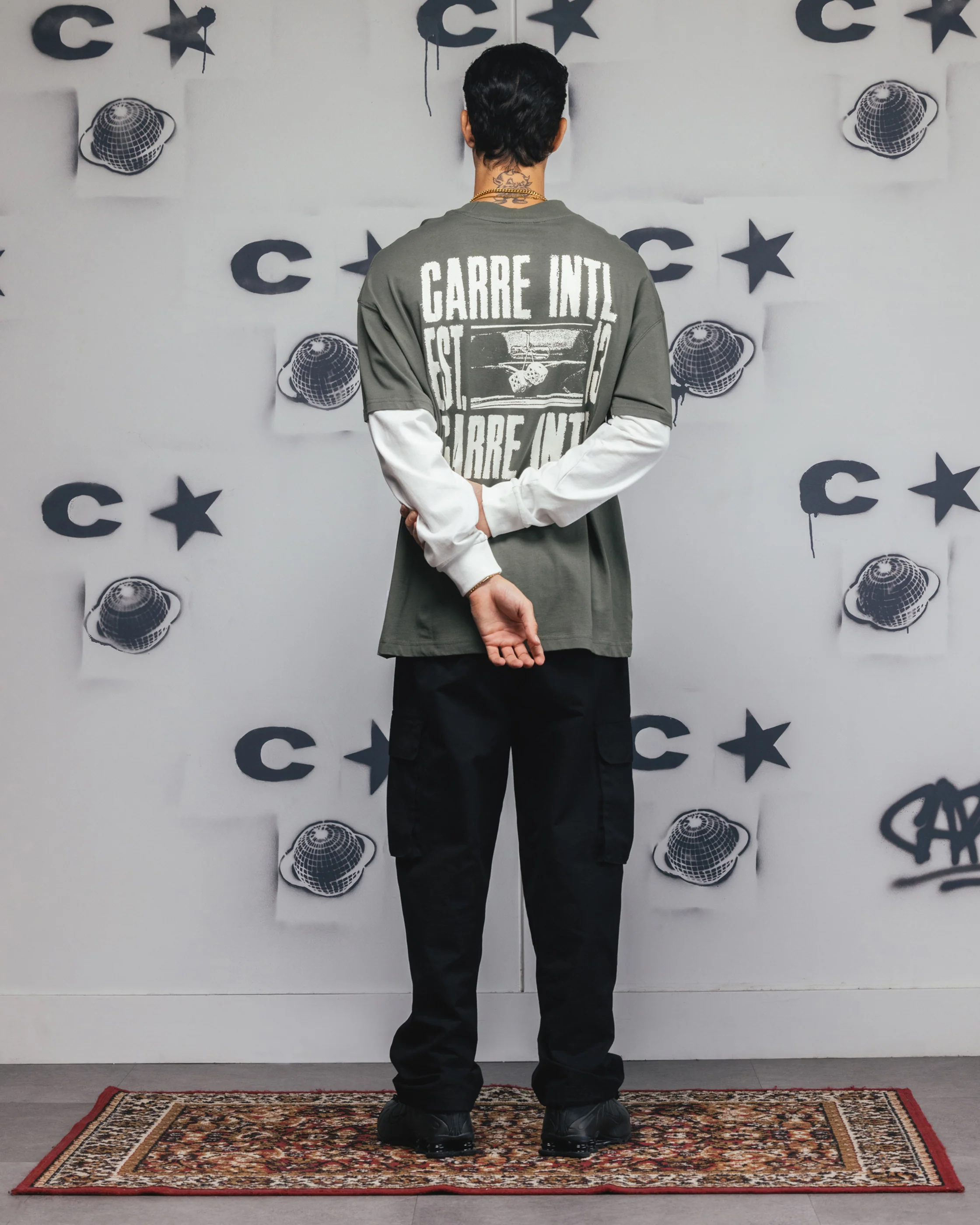 Carre Rear Vision Long Sleeve T-Shirt Green/White - Image 3