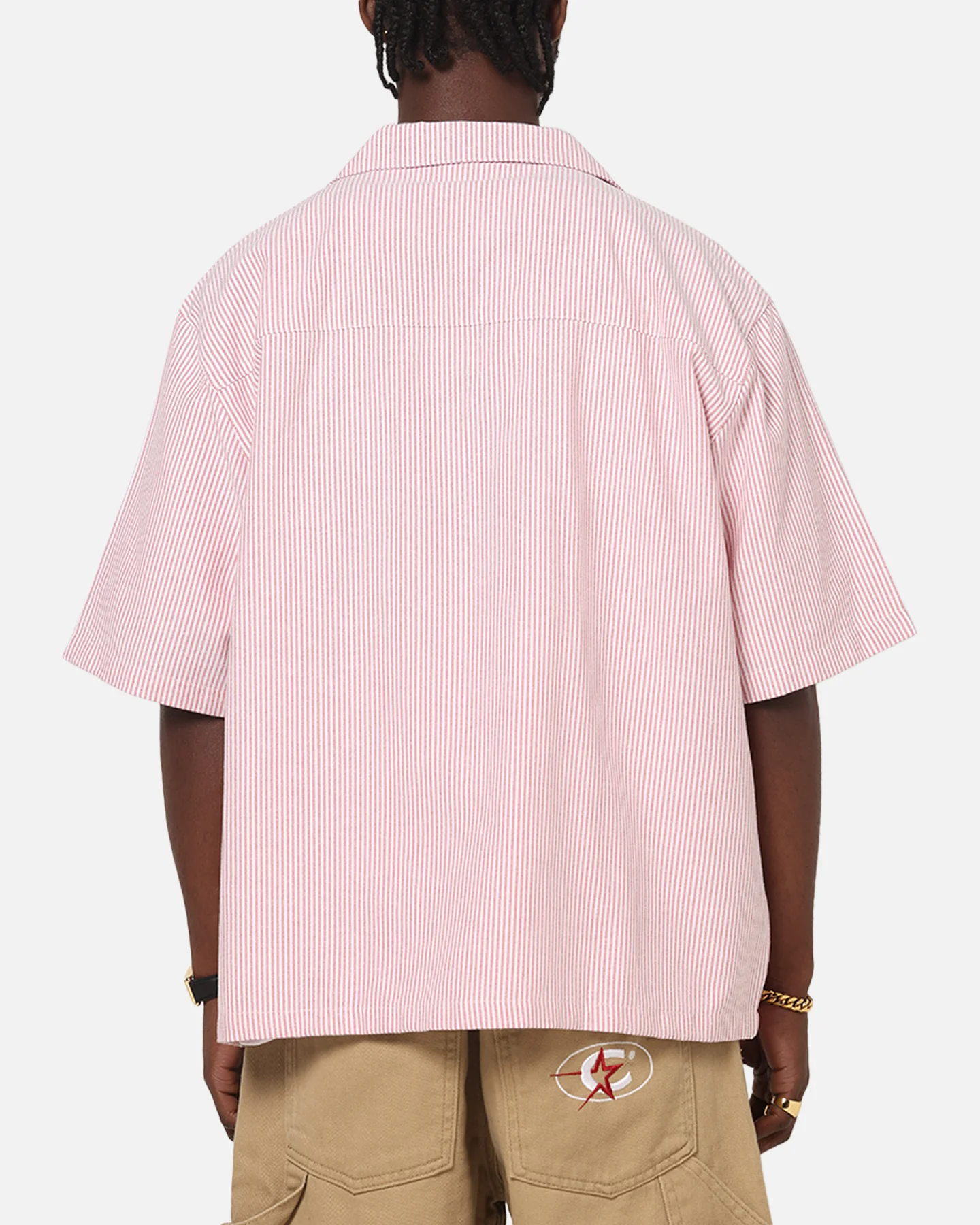 Carre Rose Pinstripe Button Up Shirt Red Stripe - Image 3