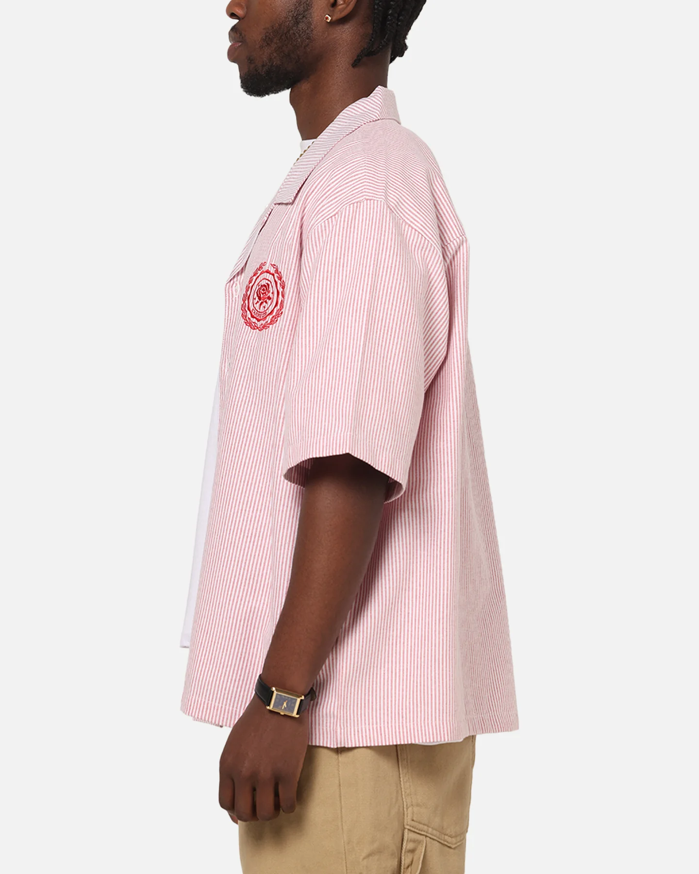 Carre Rose Pinstripe Button Up Shirt Red Stripe - Image 5