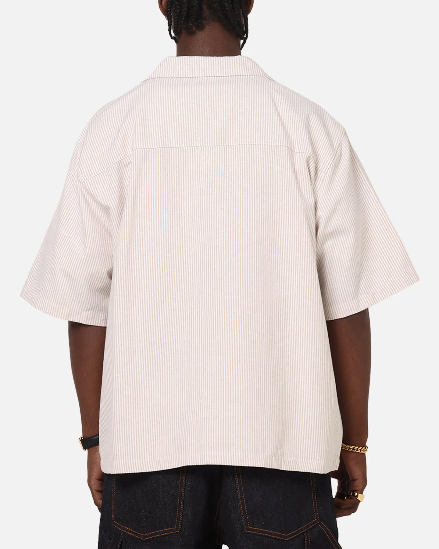 Carre Rose Pinstripe Button Up Shirt Sand - Image 3