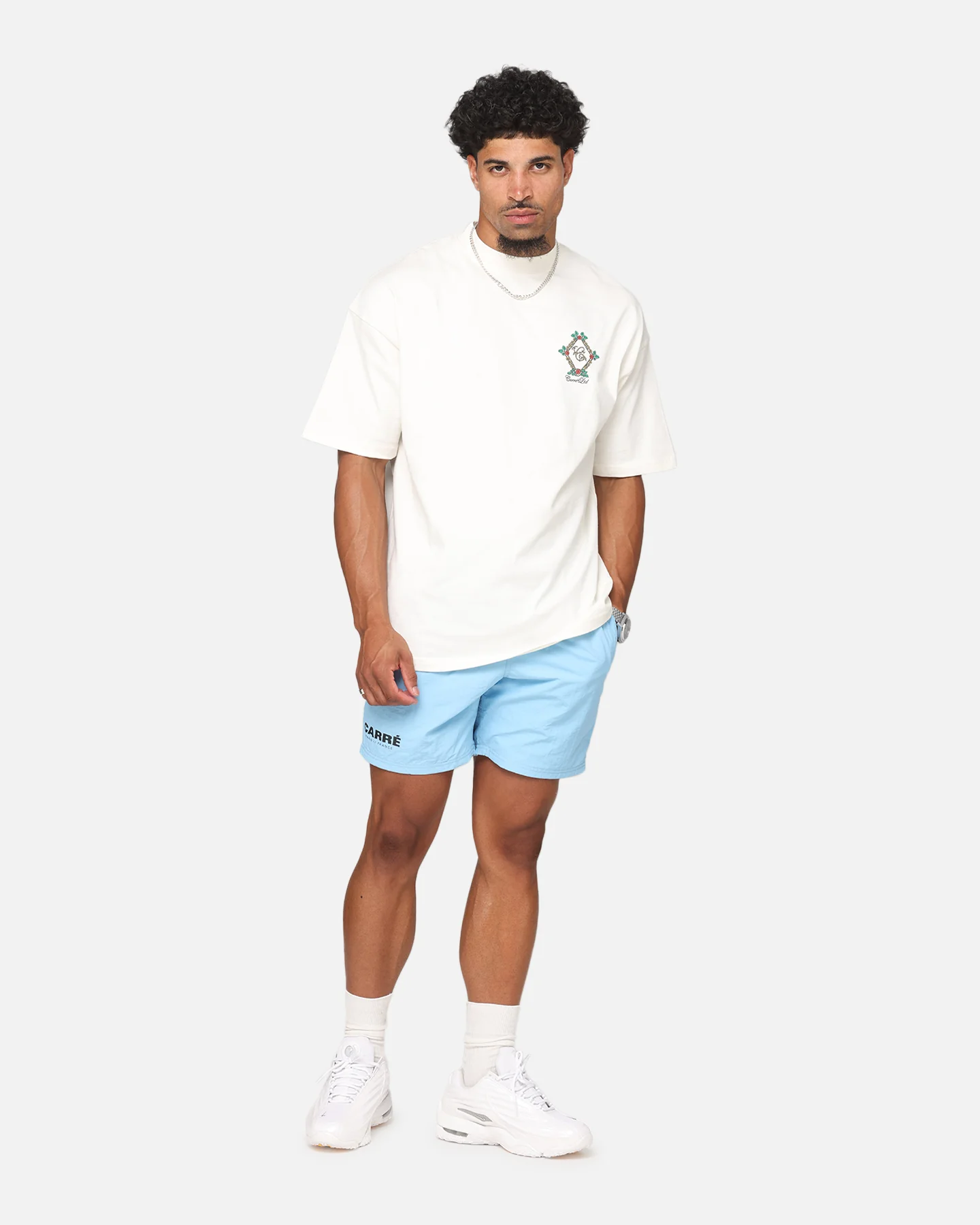 Carre Royal Patch Mock Neck T-Shirt Off White - Image 2