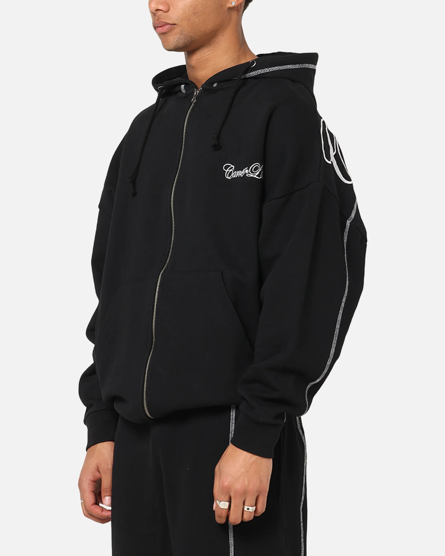 Carre Script Hoodie Black - Image 6
