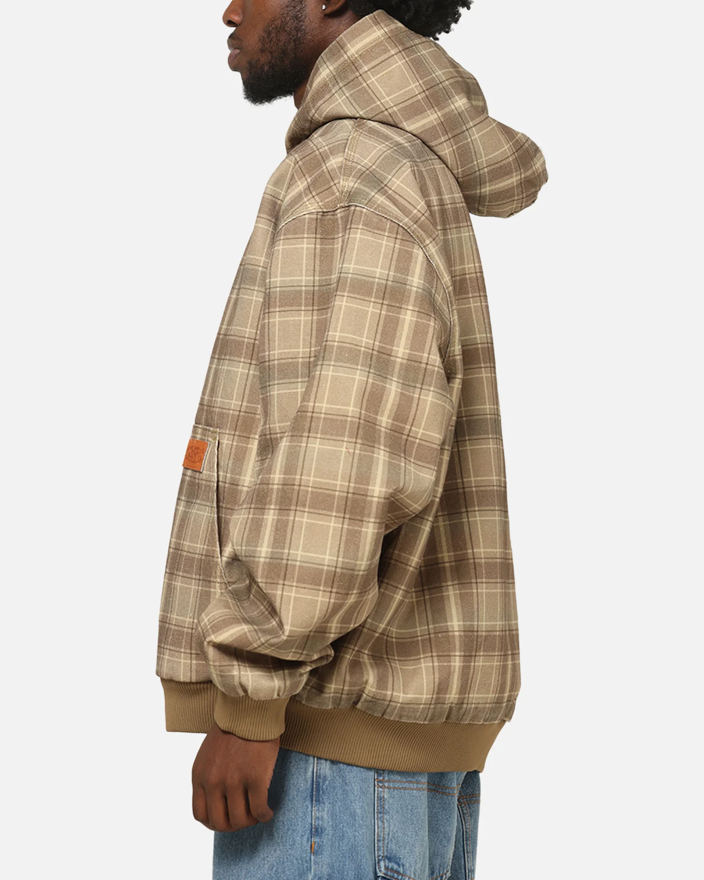 Carre Sherpa Lined Zip Hoodie Brown Plaid - Image 5