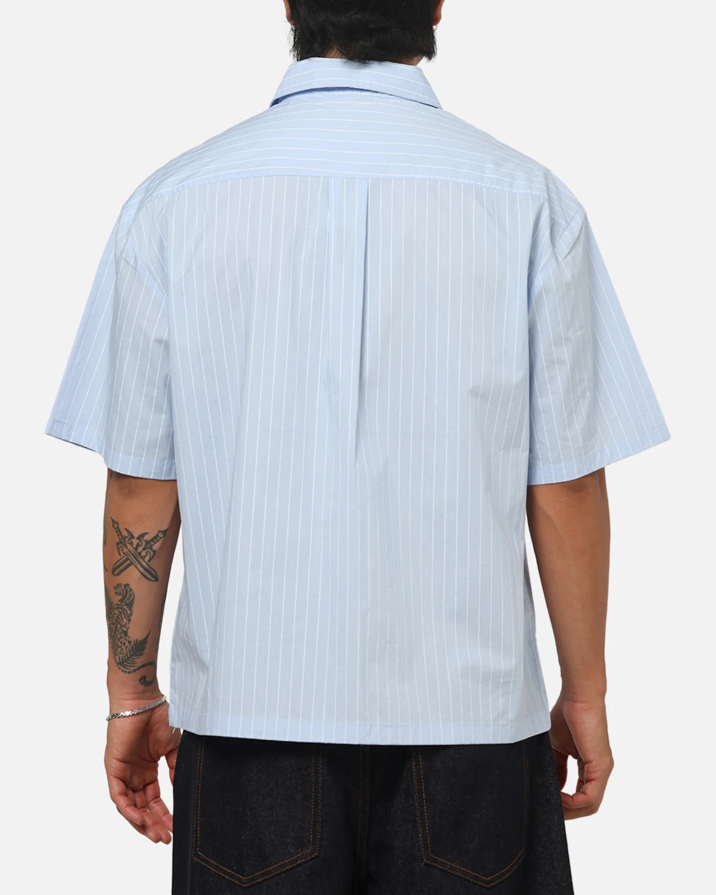Carre Signature Rose Button Up Shirt Blue Pinstripe - Image 3