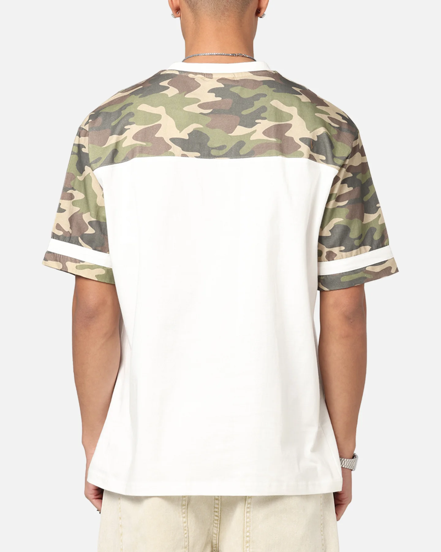 Carre Star Shooter Panelled T-Shirt Off White/Woodland Camo - Image 3