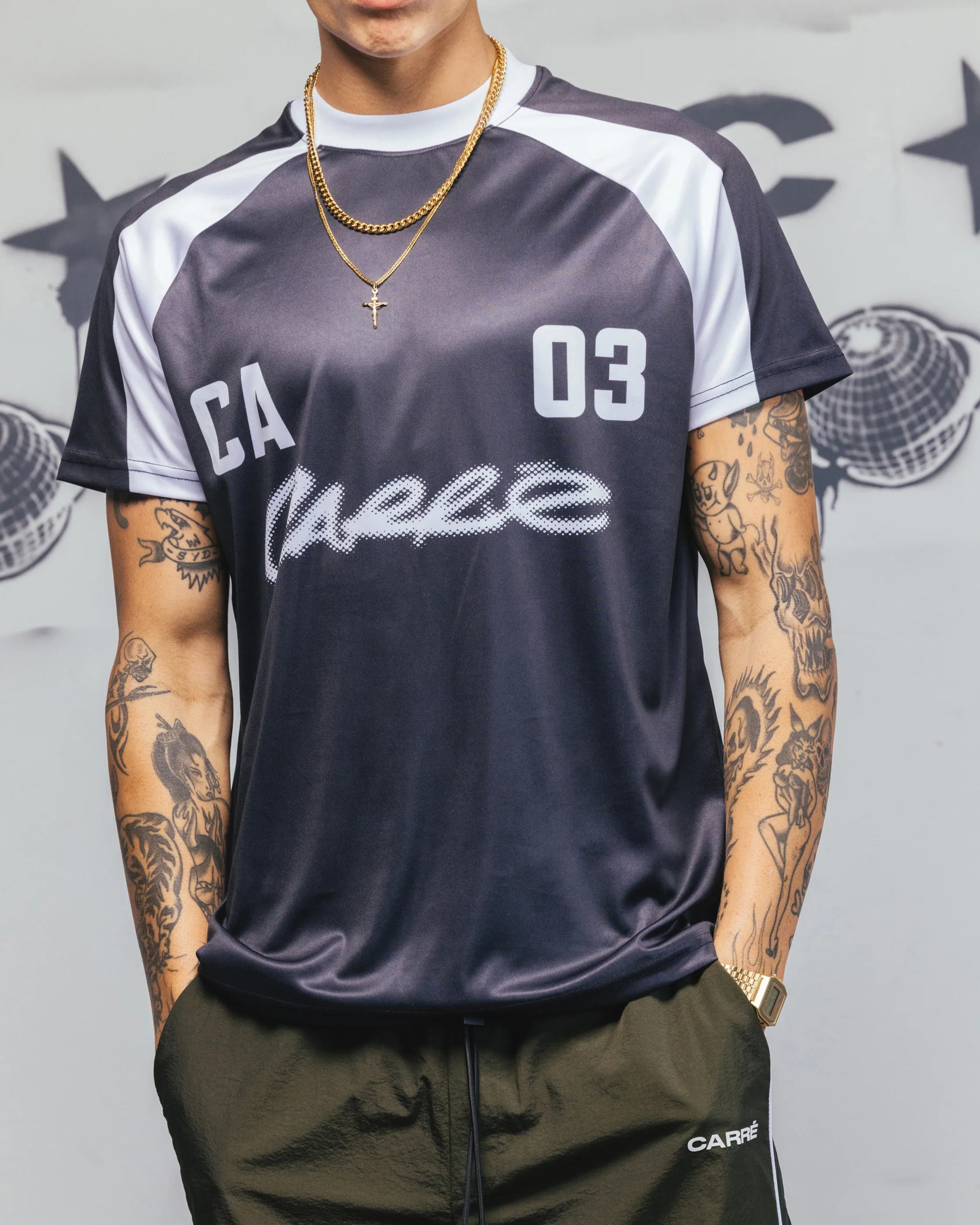 Carre Striker Jersey T-Shirt Black/White - Image 7