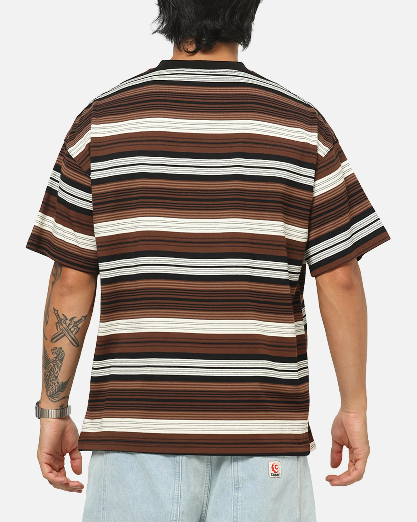 Carre Striped Pocket T-Shirt Brown Stripe - Image 3