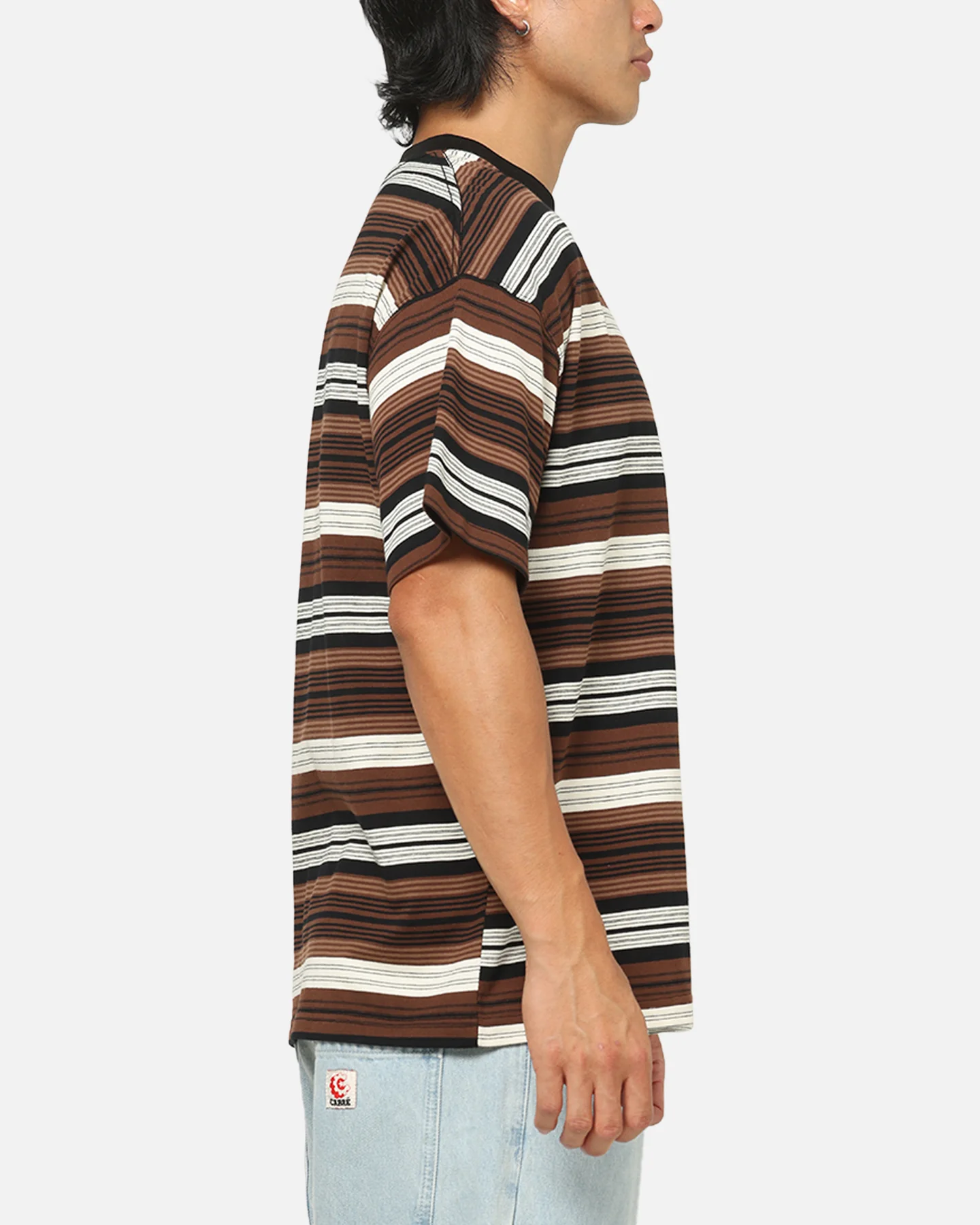 Carre Striped Pocket T-Shirt Brown Stripe - Image 4