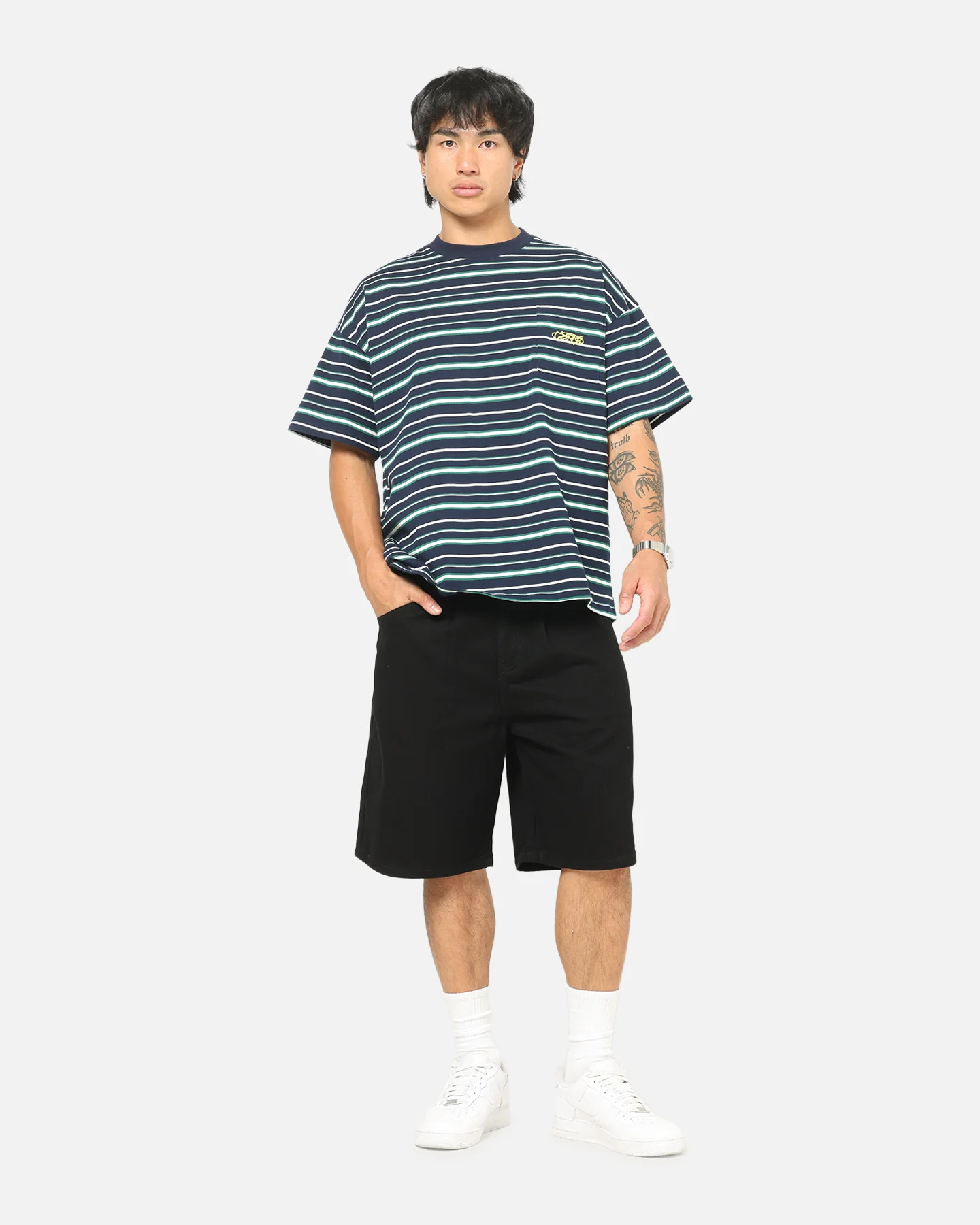 Carre Striped Pocket T-Shirt Navy Stripe - Image 2