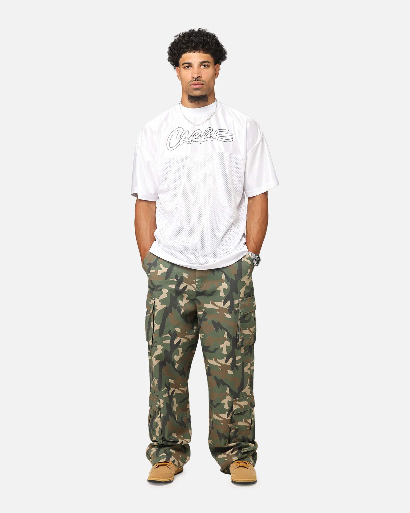 Carre Tactical Baggy Cargo Pants Woodland Camo - Image 2