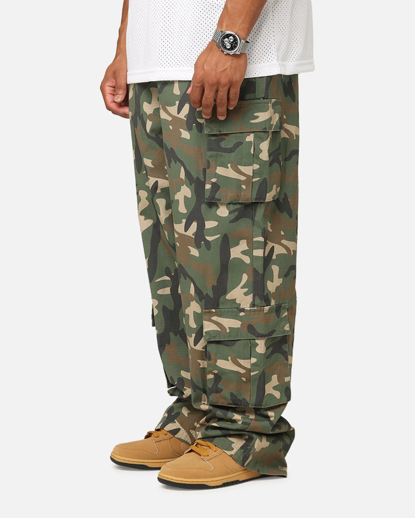 Carre Tactical Baggy Cargo Pants Woodland Camo - Image 6