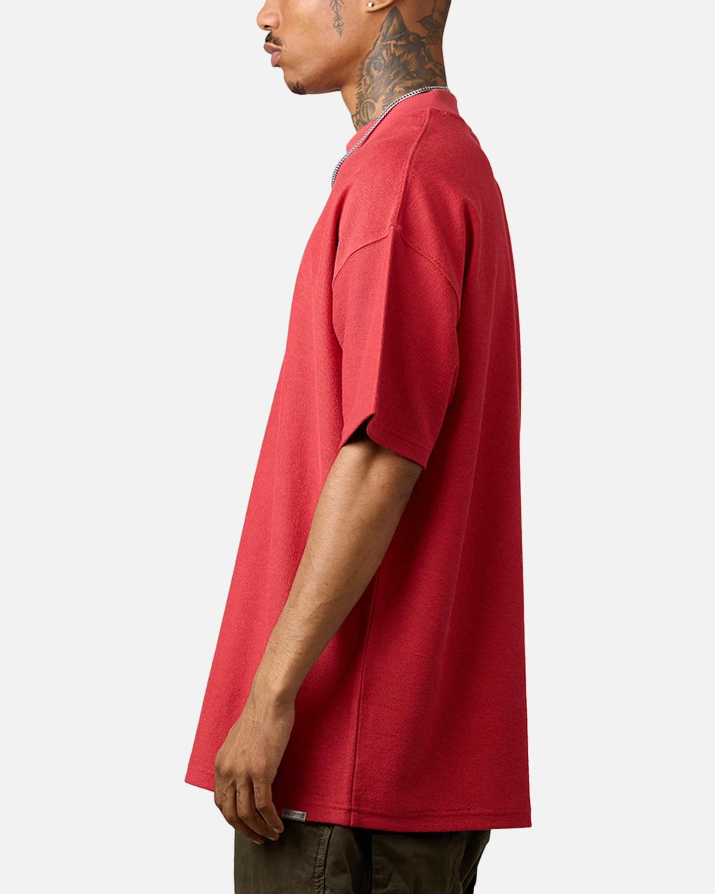 Carre Terry Oversized T-Shirt Red - Image 5