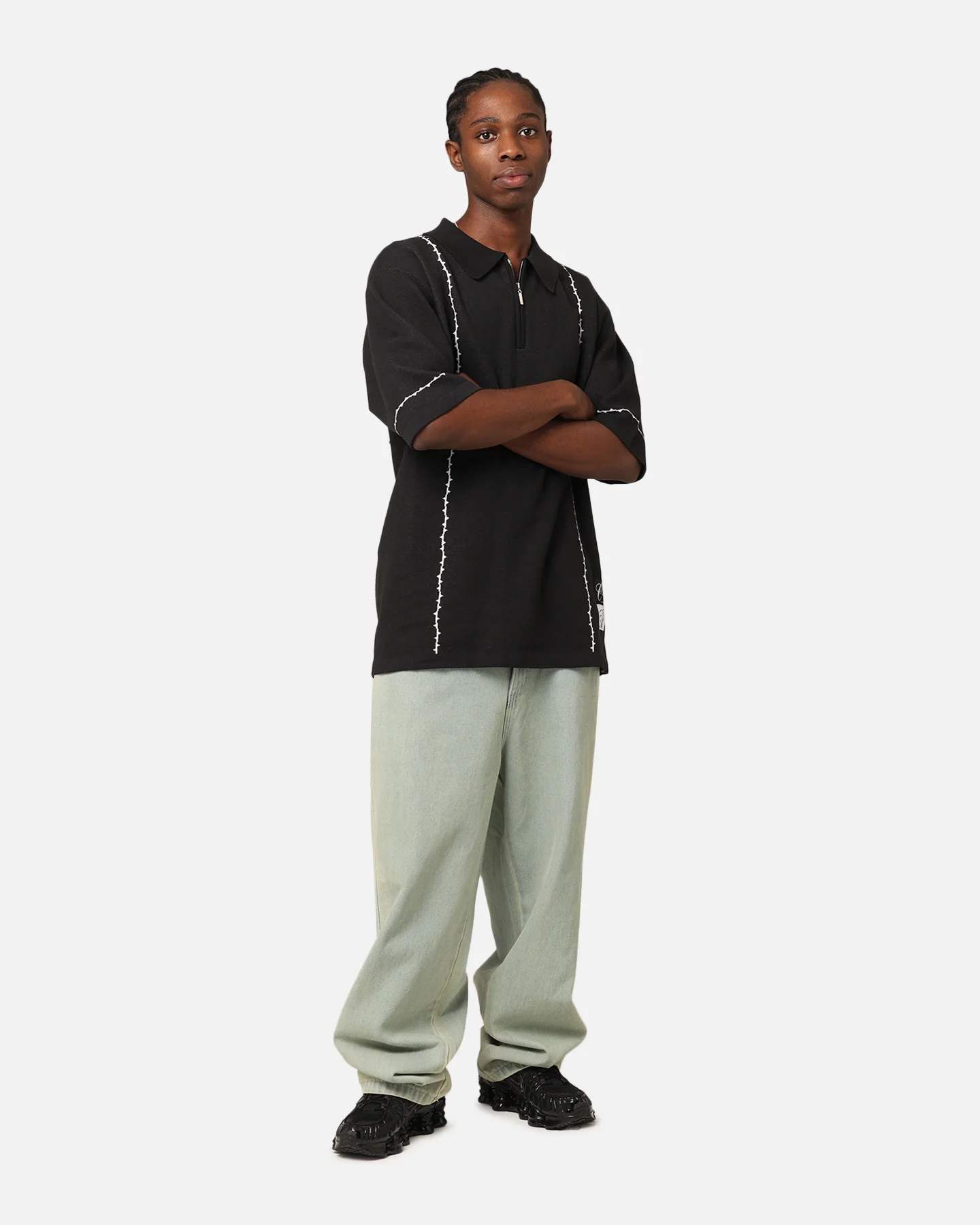 Carré Thorny 1/4 Zip Polo Shirt Black - Image 2