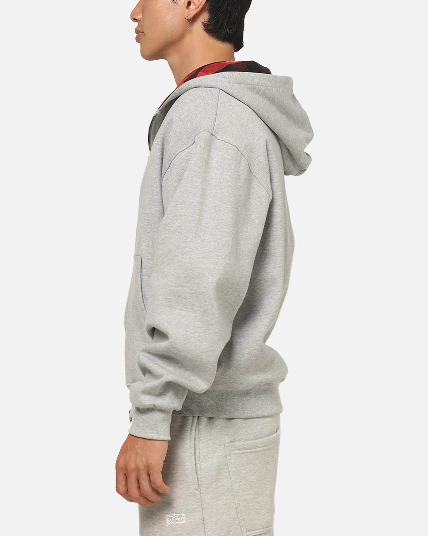 Carre True Form Hoodie Grey Marle/Plaid - Image 5