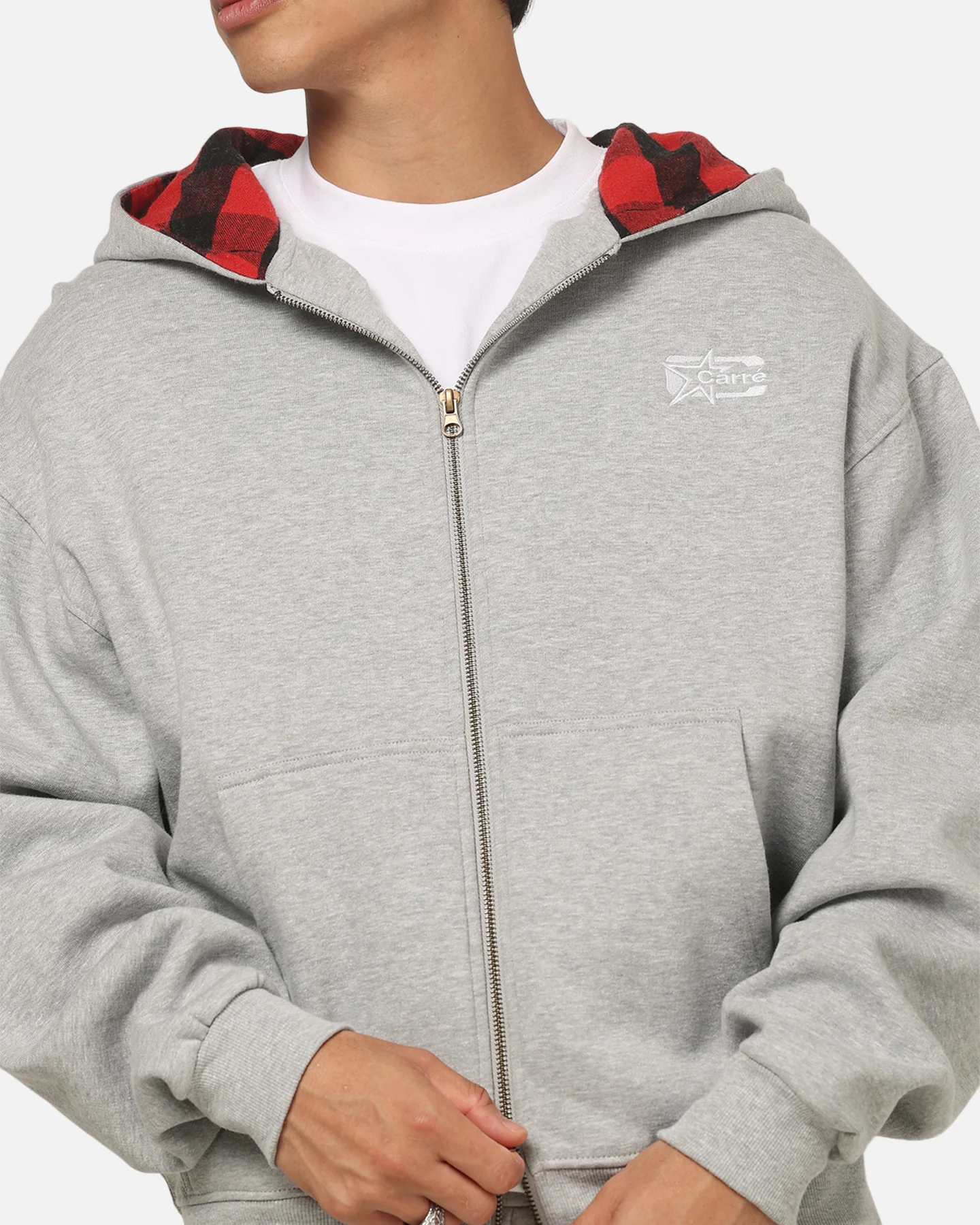 Carre True Form Hoodie Grey Marle/Plaid - Image 6