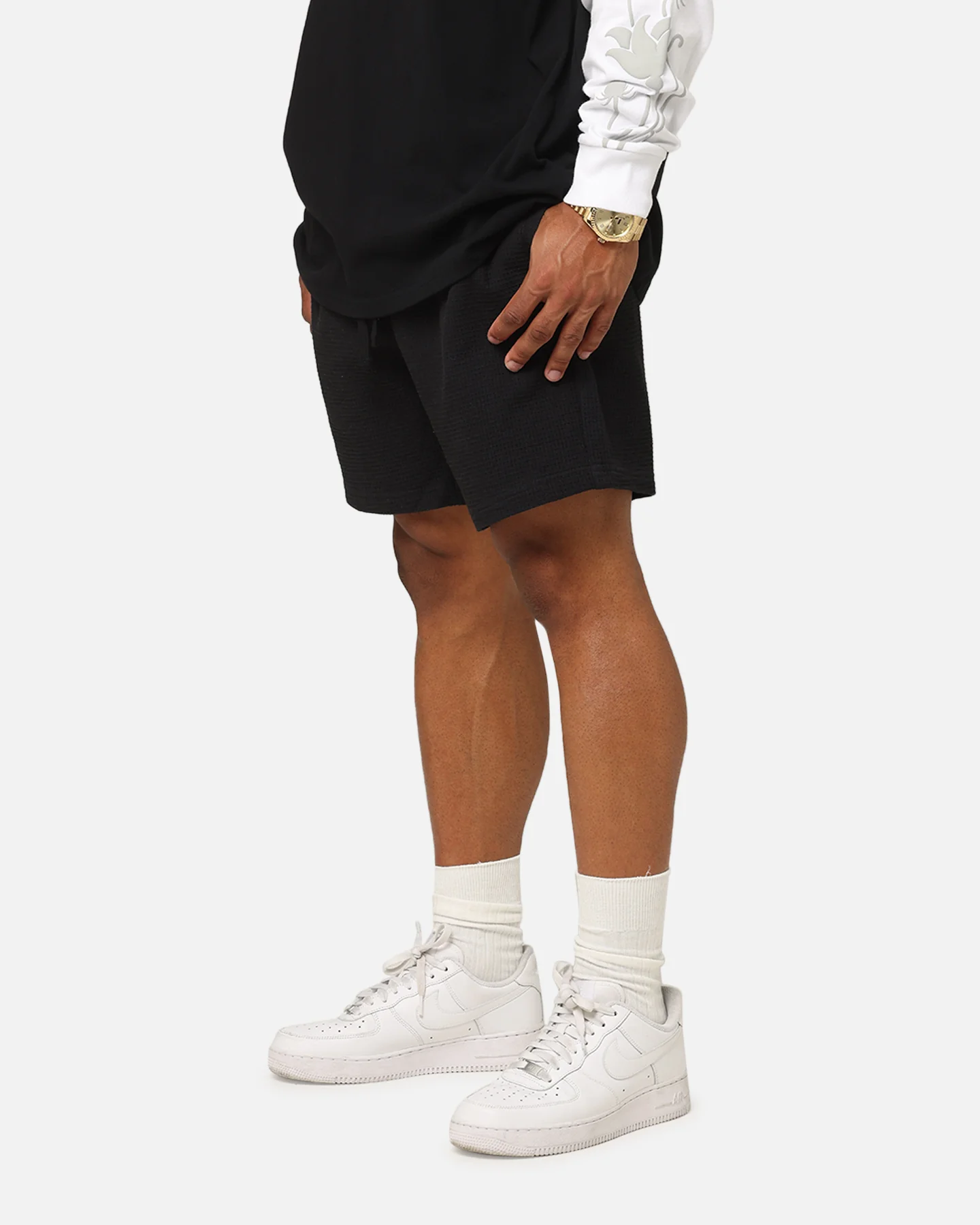Carre Waffle Shorts Black - Image 6