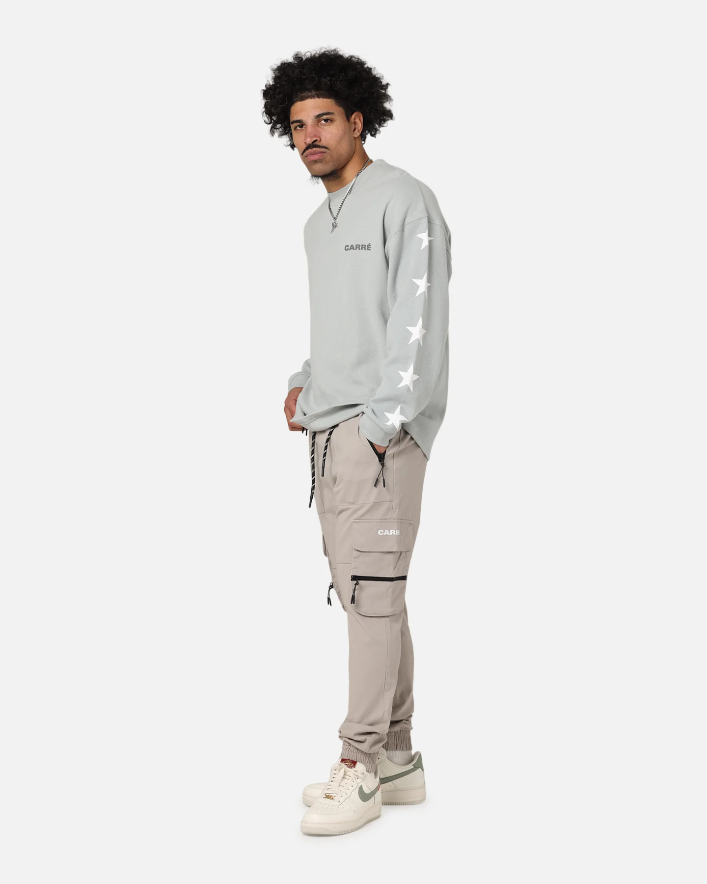 Carre Waffle Workwear Long Sleeve T-Shirt Grey - Image 2