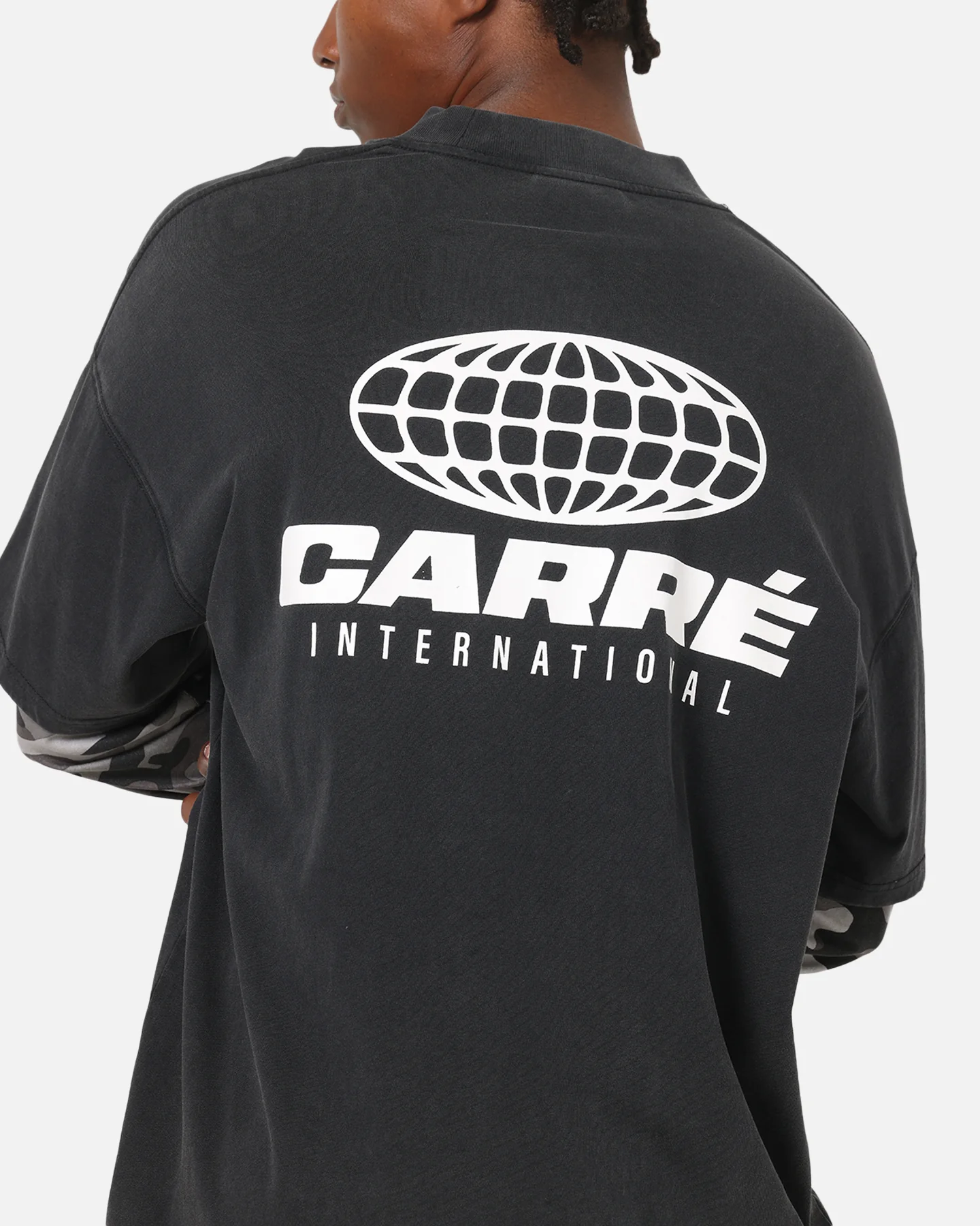 Carre Worldwide Layered Long Sleeve T-Shirt Black/Snow Camo - Image 7