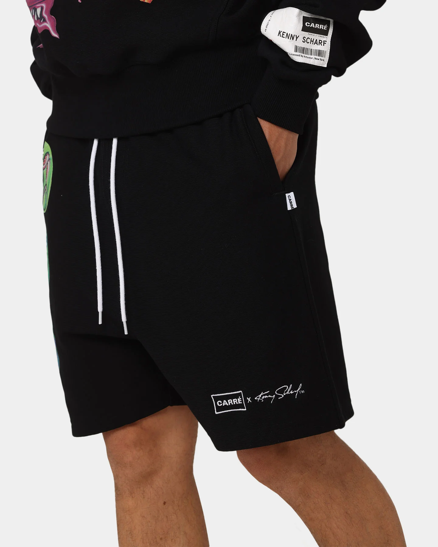 Carré X Kenny Scharf Multi Face Sweat Shorts Black - Image 4