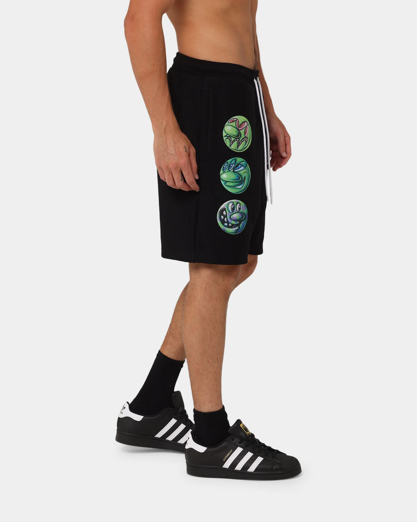 Carré X Kenny Scharf Multi Face Sweat Shorts Black - Image 5