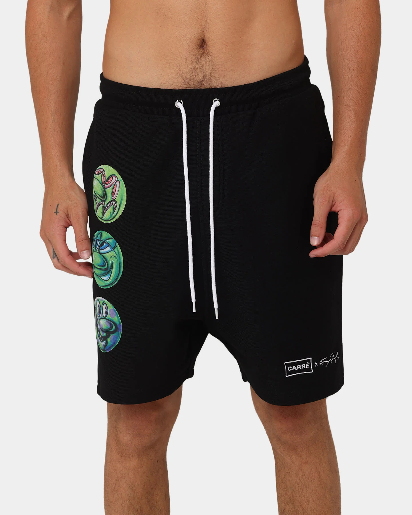 Carré X Kenny Scharf Multi Face Sweat Shorts Black - Image 7