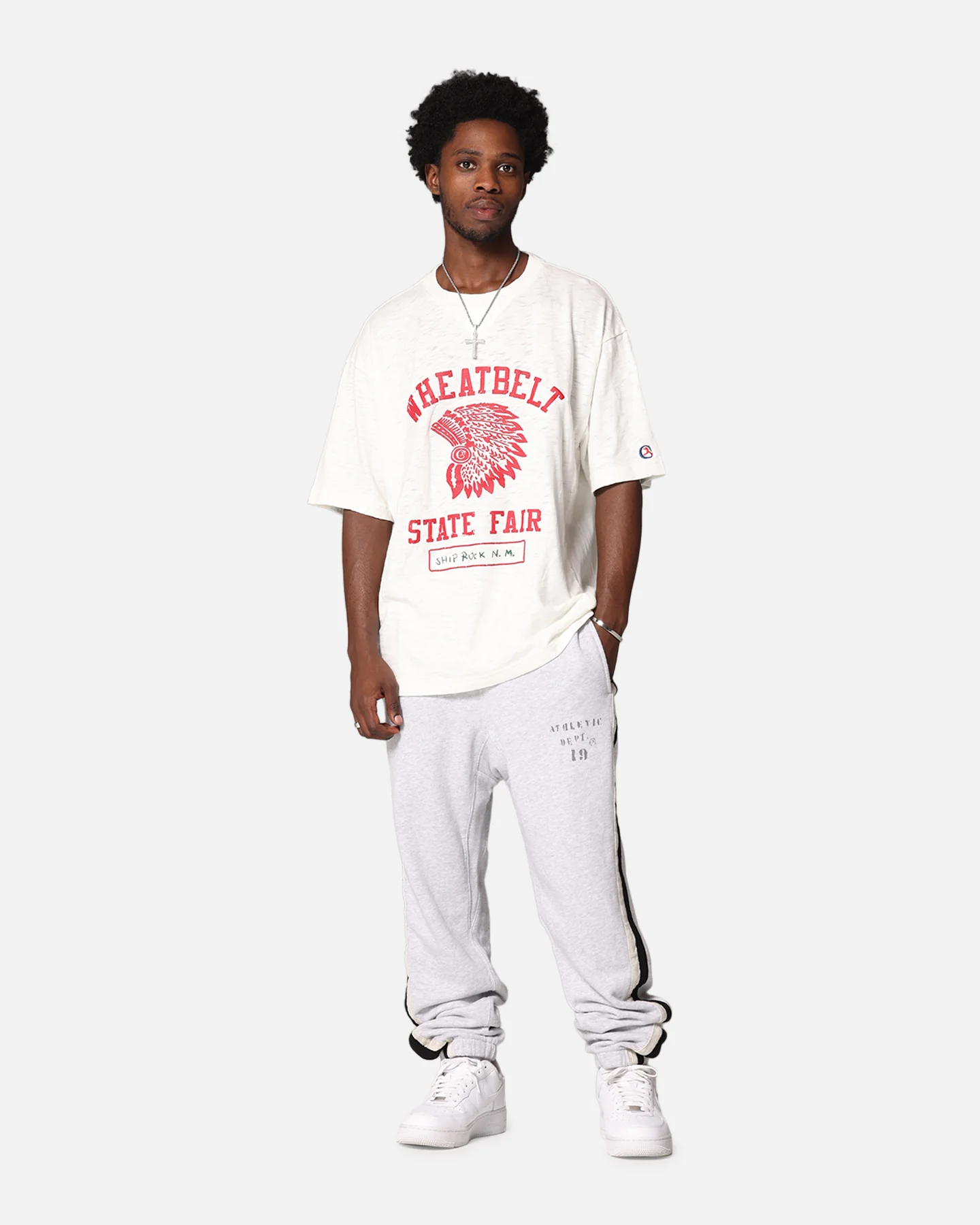Champion 50's P.E Warm Up Sweatpants Oatmeal Heather - Image 2