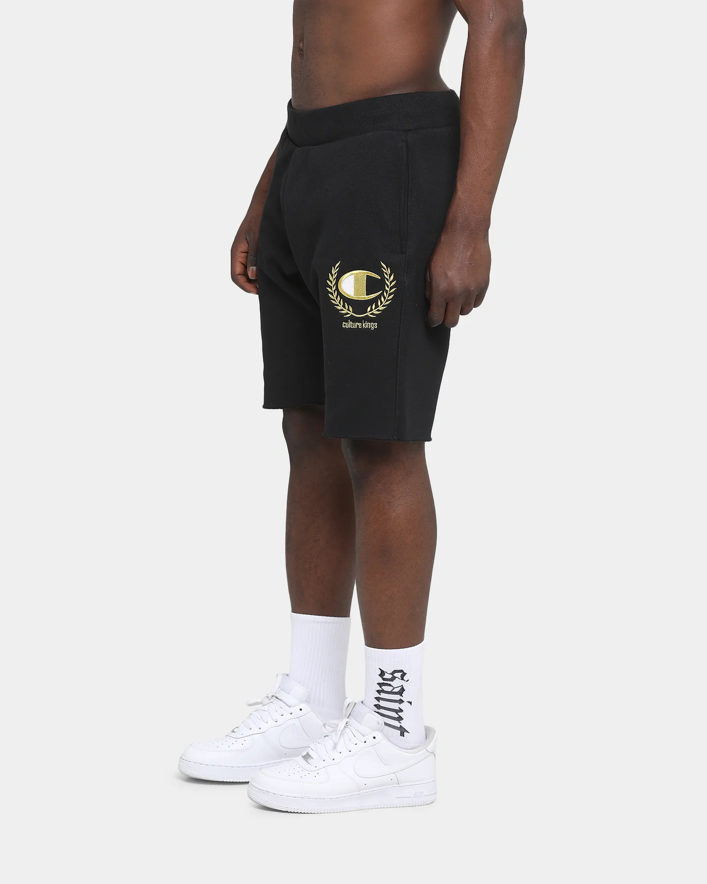 Champion Champion x Culture Kings Rev Weave Shorts Black/Gold - Image 6
