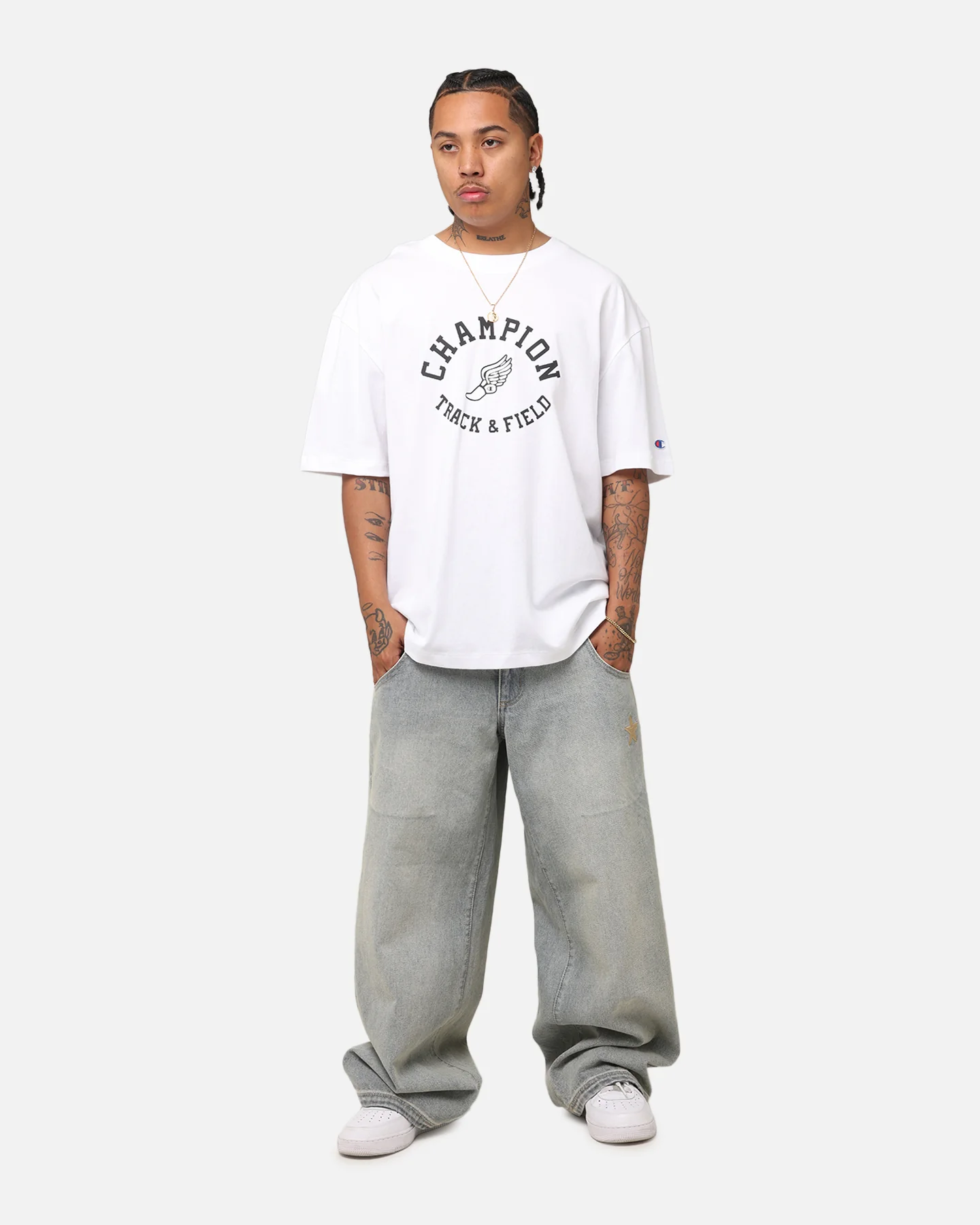 Champion Heritage Collegiate Track And Field T-Shirt White//Black - Image 2