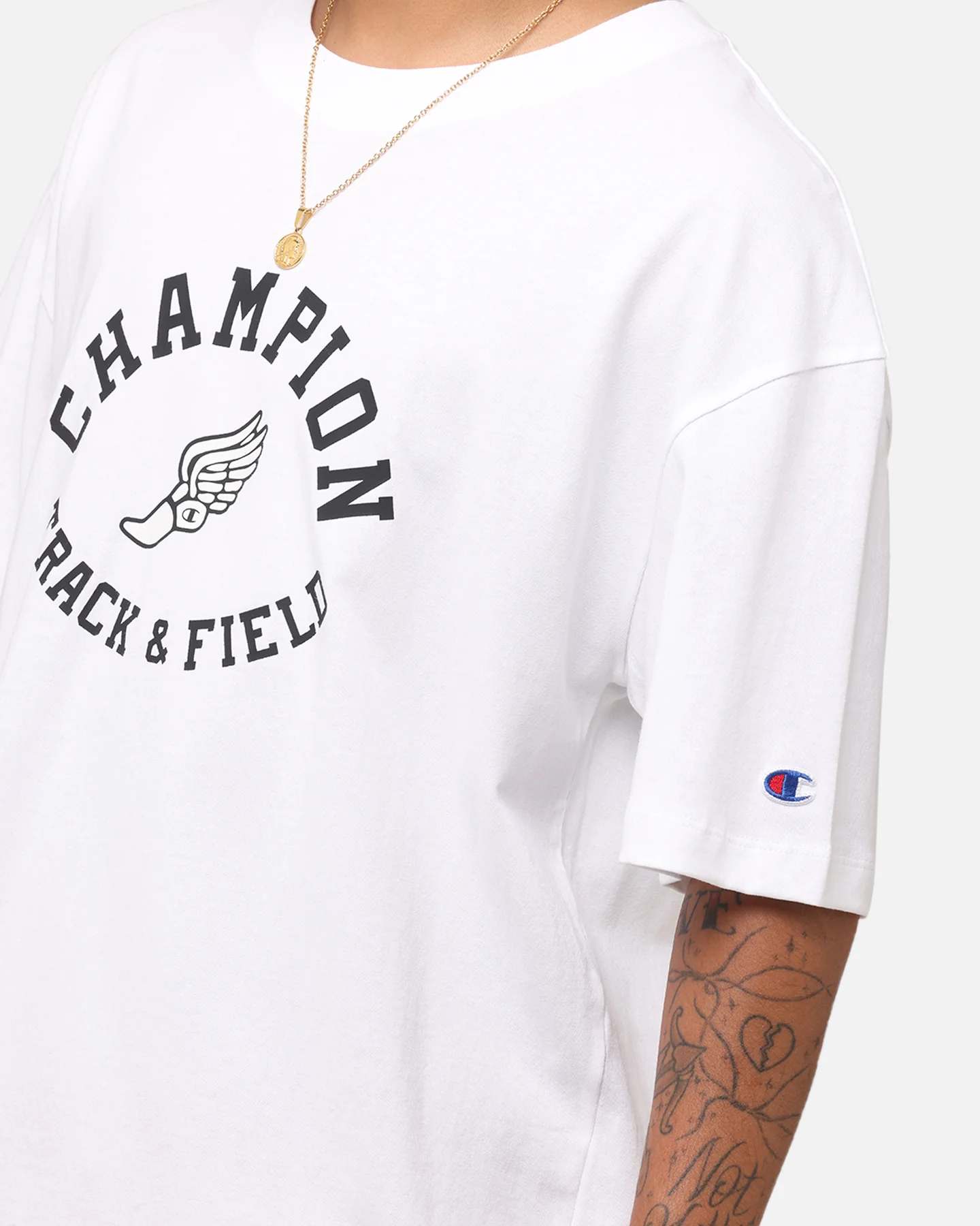 Champion Heritage Collegiate Track And Field T-Shirt White//Black - Image 6