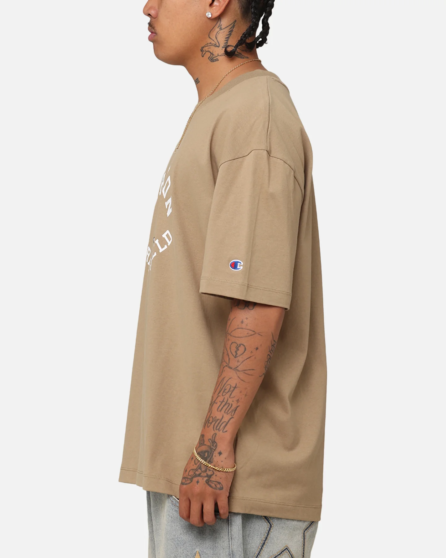 Champion Heritage Collegiate Track And Field T-Shirt Whole Wheat Khaki - Image 5