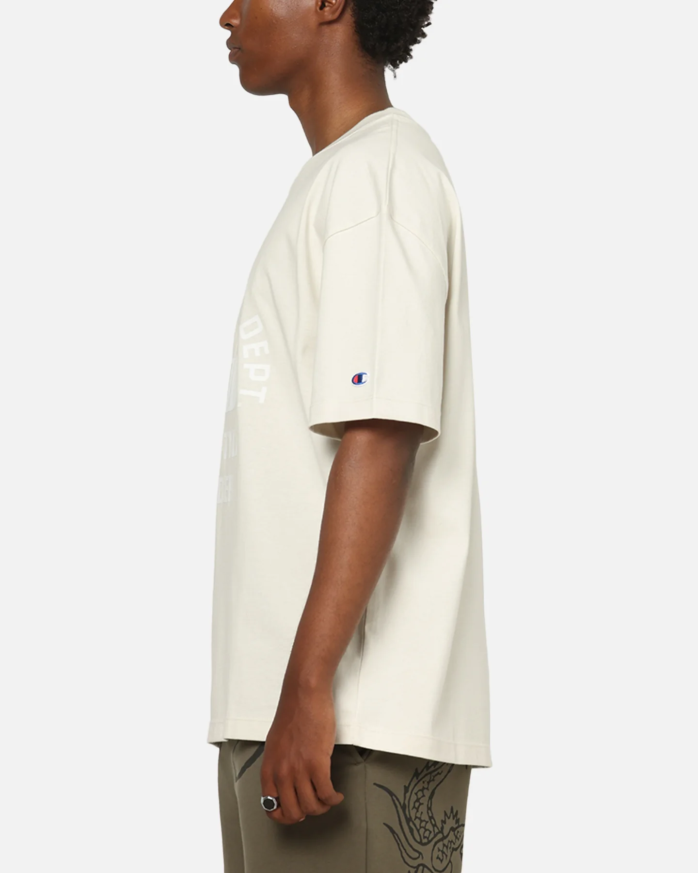 Champion Heritage Flocked Graphic T-Shirt Ivory - Image 5