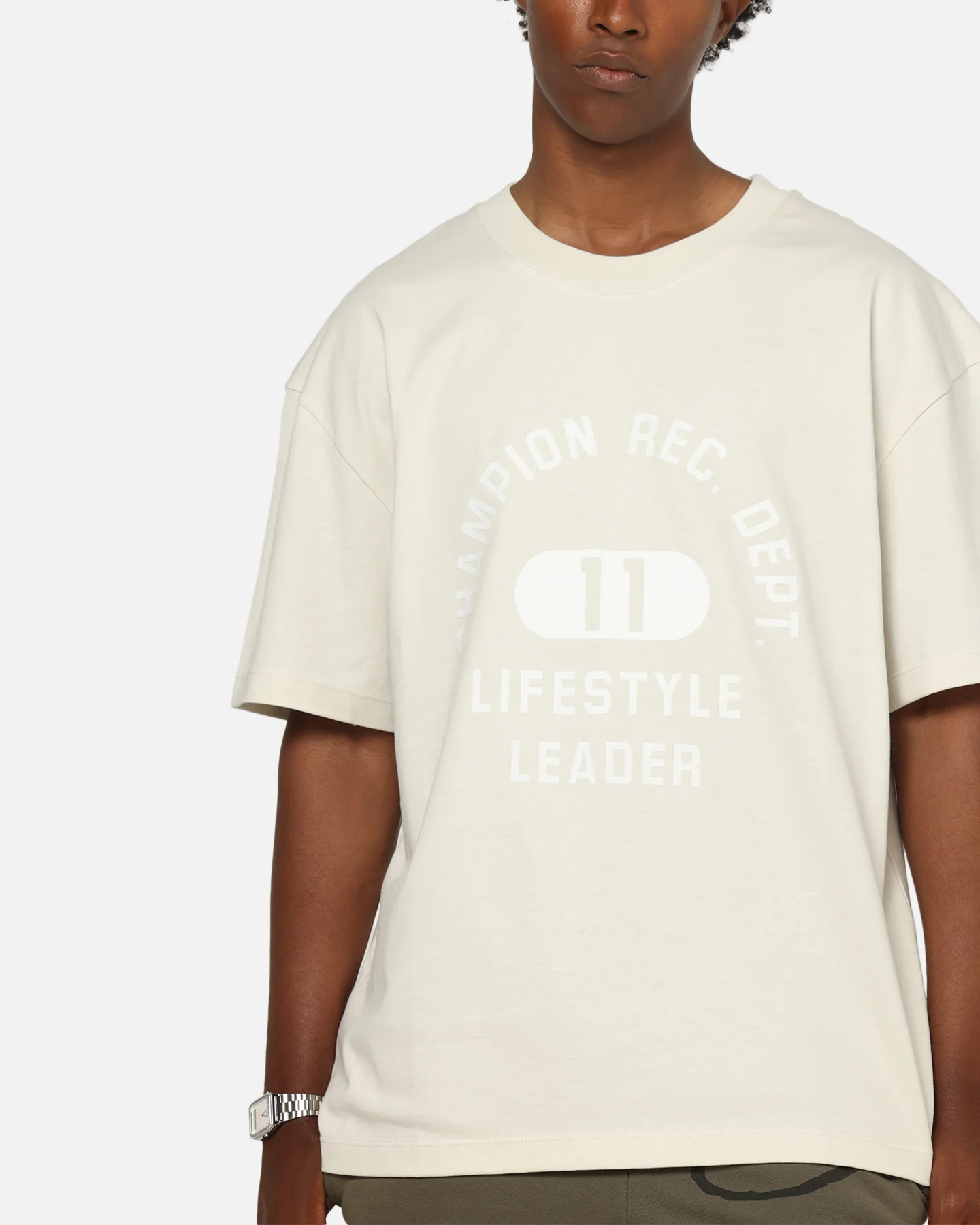 Champion Heritage Flocked Graphic T-Shirt Ivory - Image 6