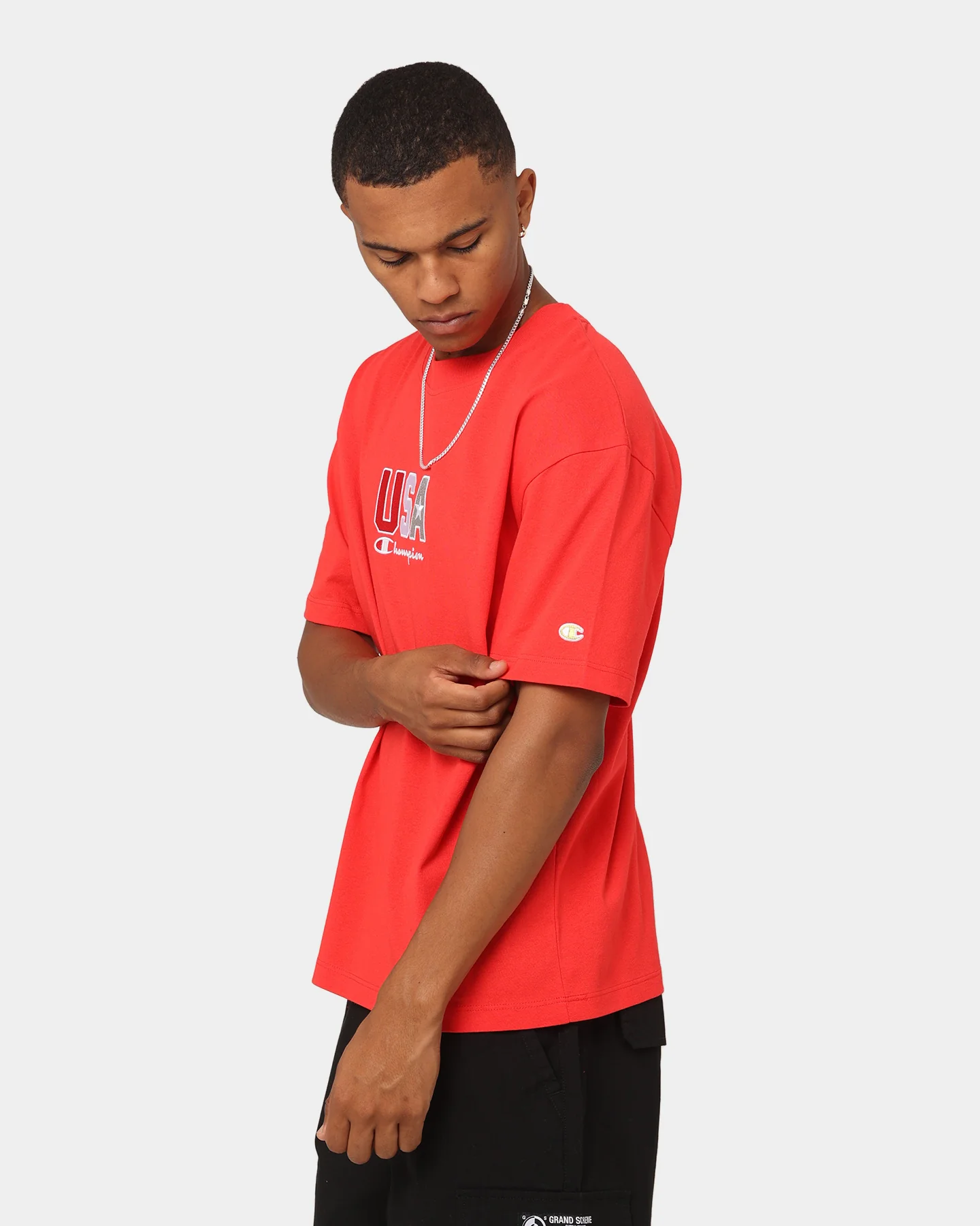 Champion Heritage USA Small Logo T-Shirt Red Spark Csi - Image 6