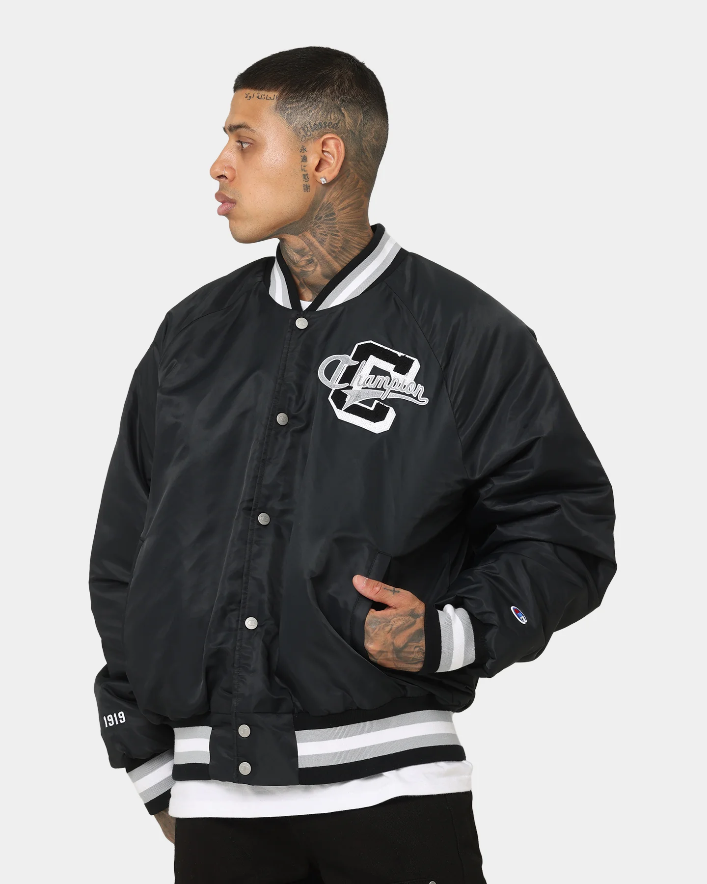 Champion LFS Letterman Jacket Black - Image 8
