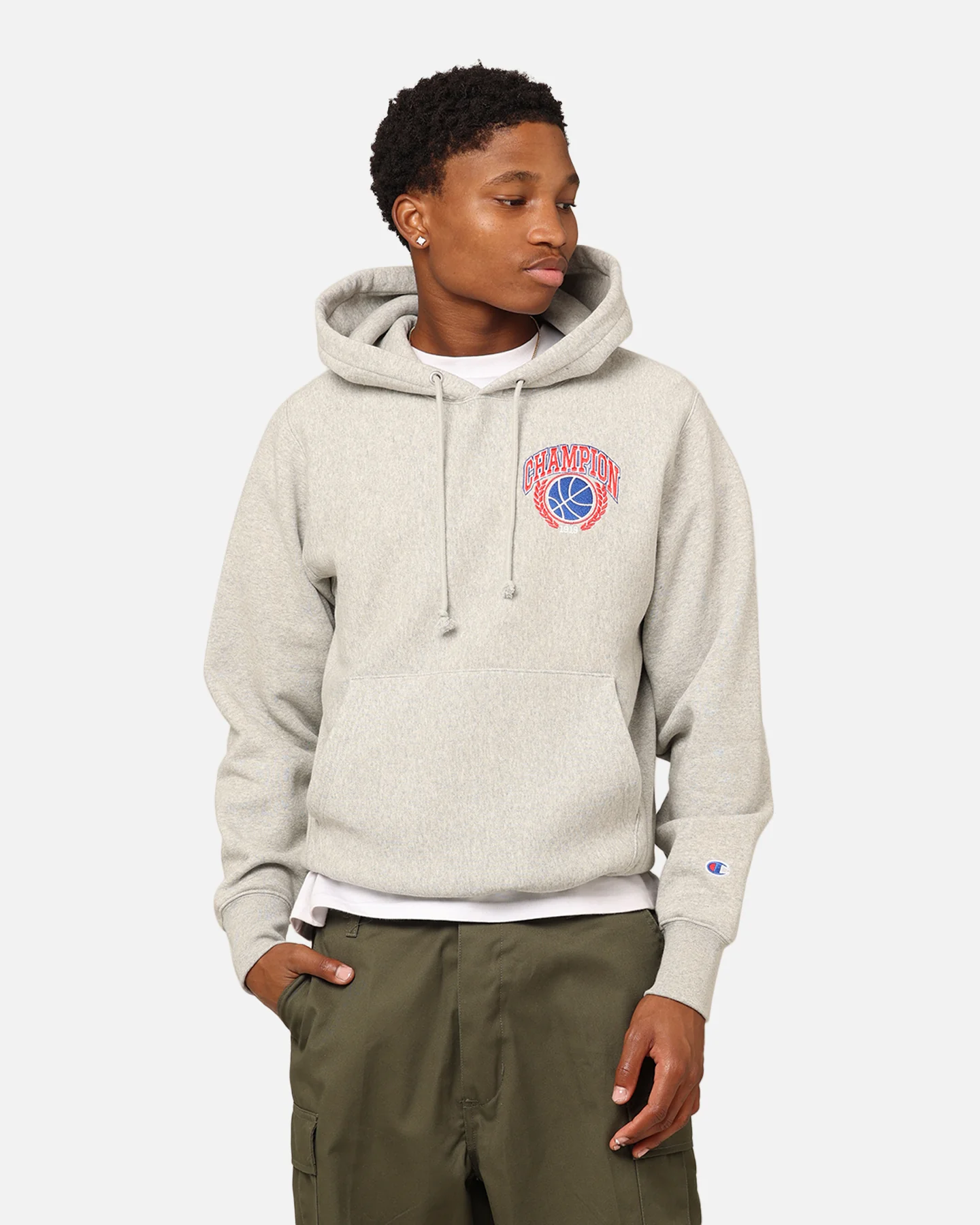 Champion Reverse Weave Field Basketball Hoodie Oxford Heather - Image 2