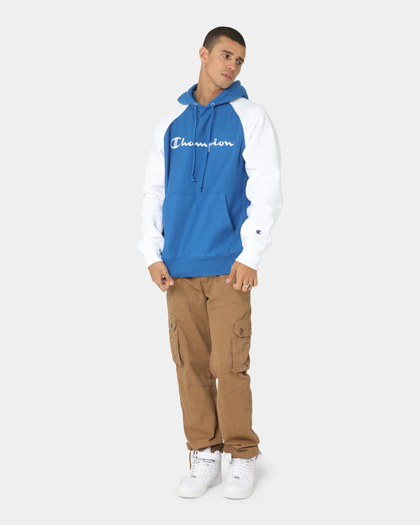 Champion Reverse Weave Raglan Hoodie Living In Blue - Image 2