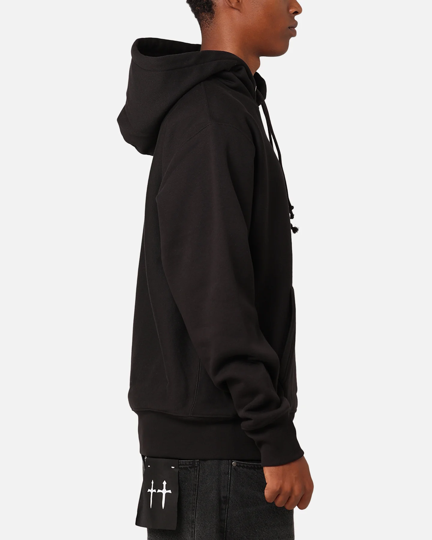 Champion Reverse Weave Small C Hoodie Black - Image 4
