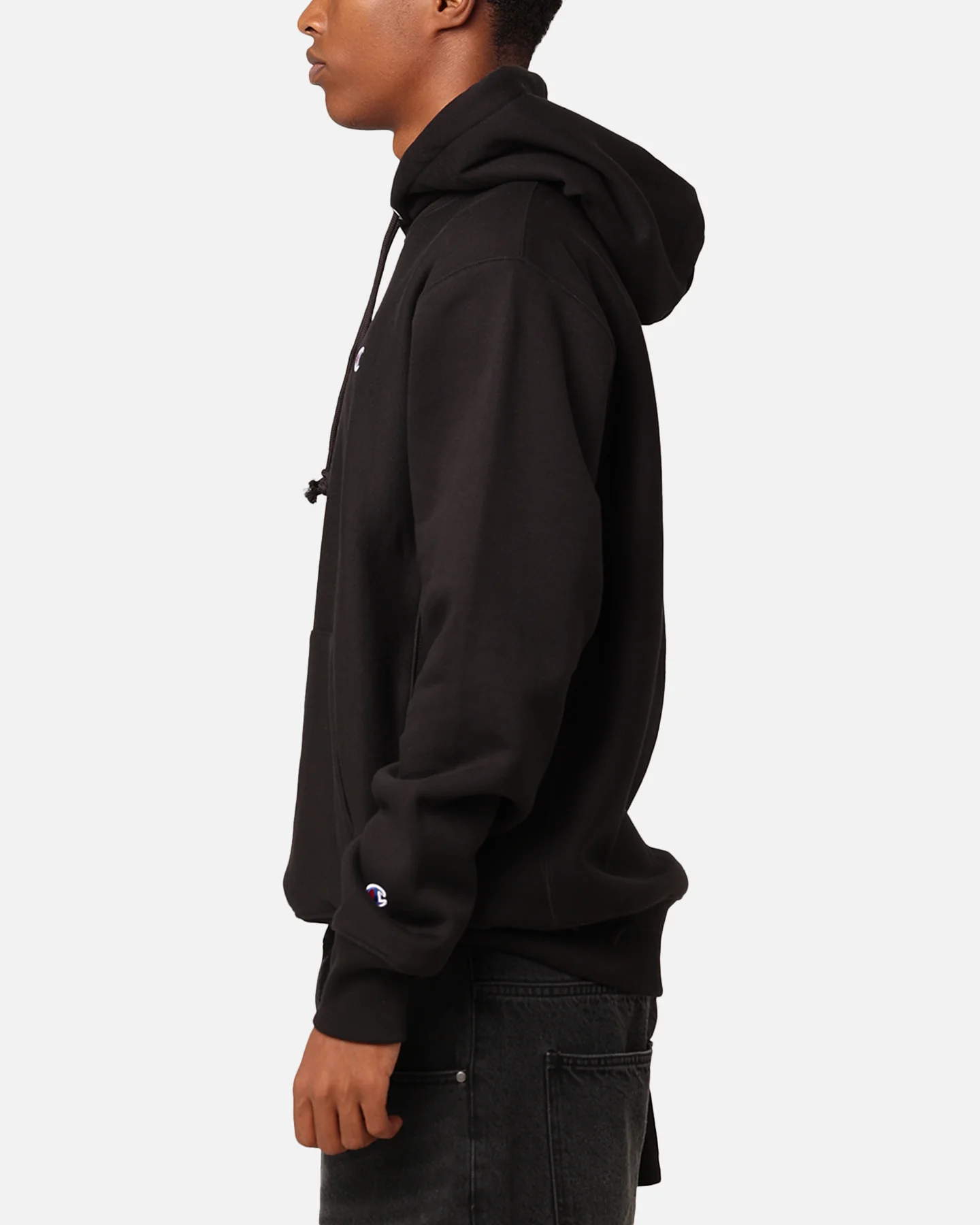 Champion Reverse Weave Small C Hoodie Black - Image 5