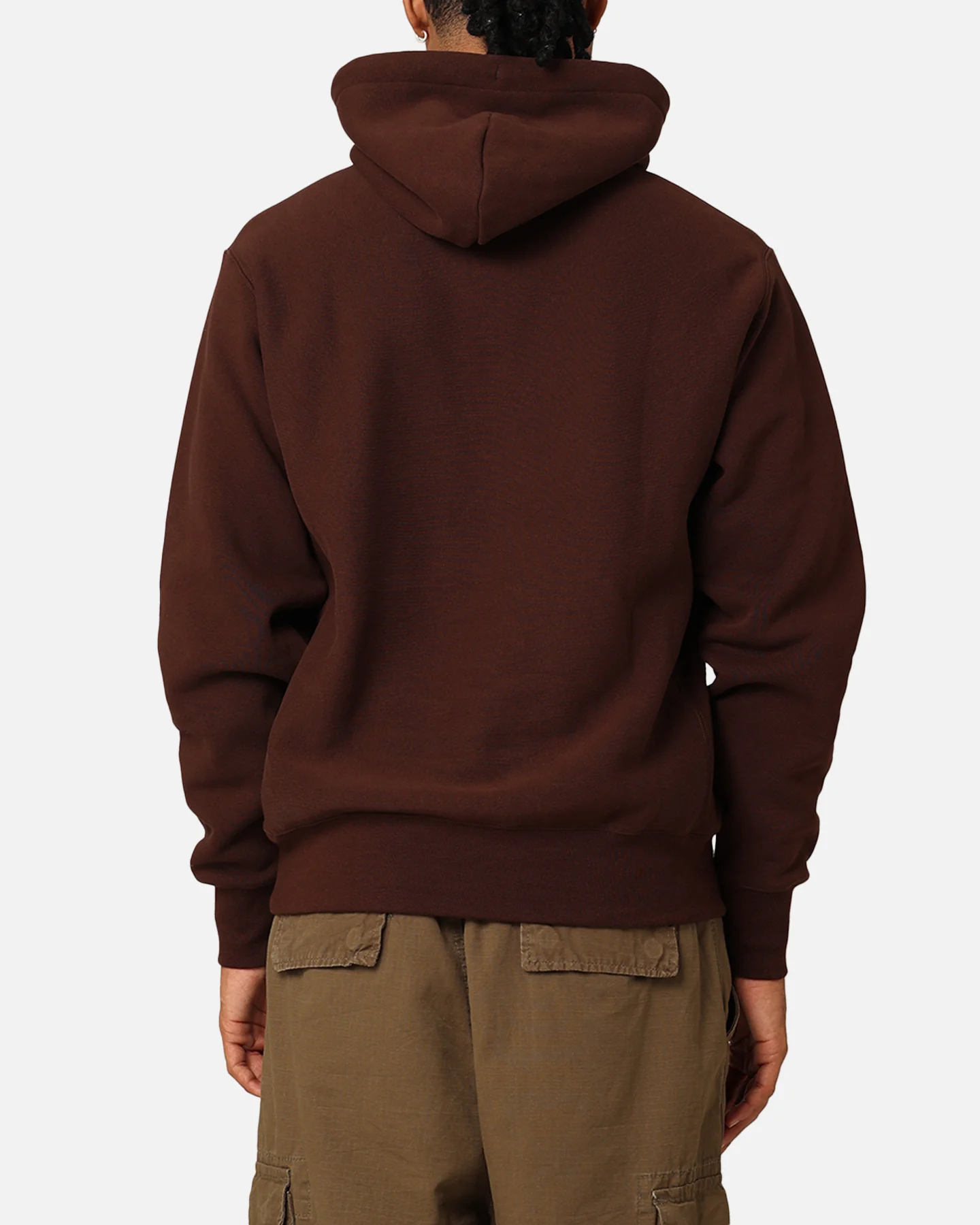 Champion Reverse Weave Small C Hoodie Brown - Image 3