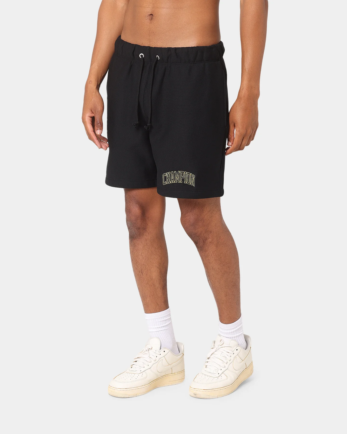 Champion Reverse Weave Varsity Shorts Black - Image 2