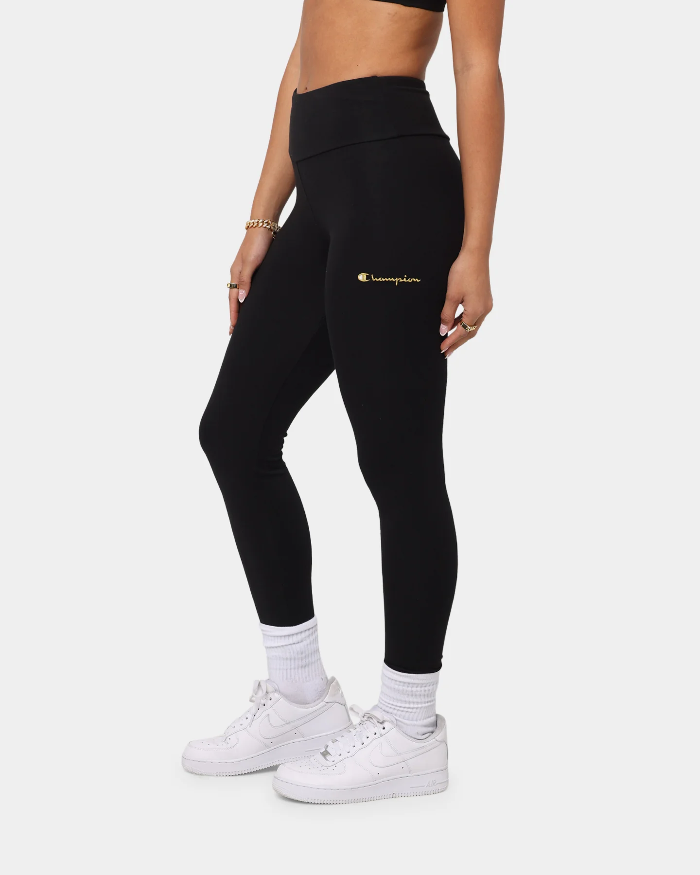 Champion Women's High Rise Leggings Black/Gold - Image 6