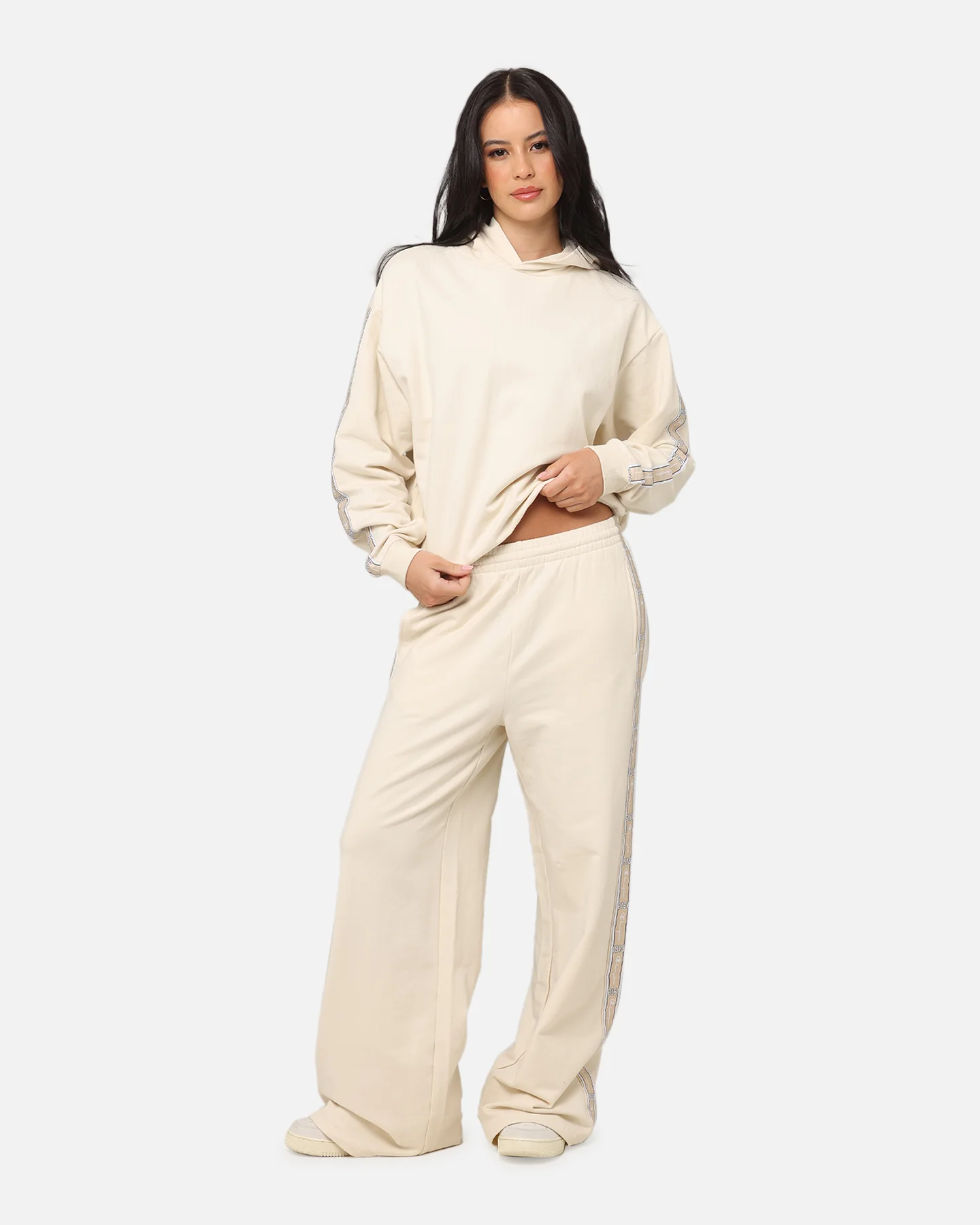 Champion Women's Lux Taping Hoodie Natural - Image 2
