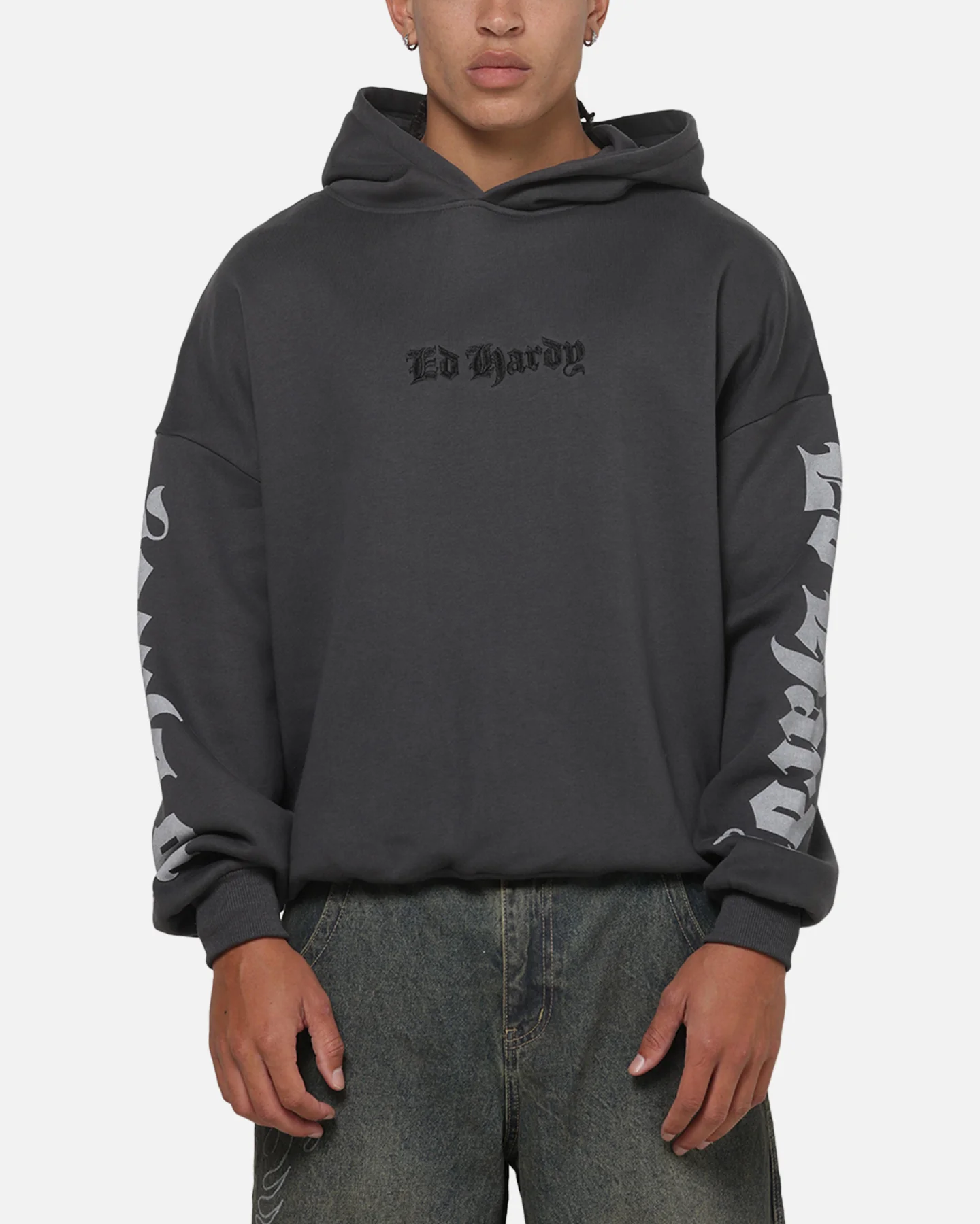 Ed Hardy Chrome Hoodie Washed Black - Image 2