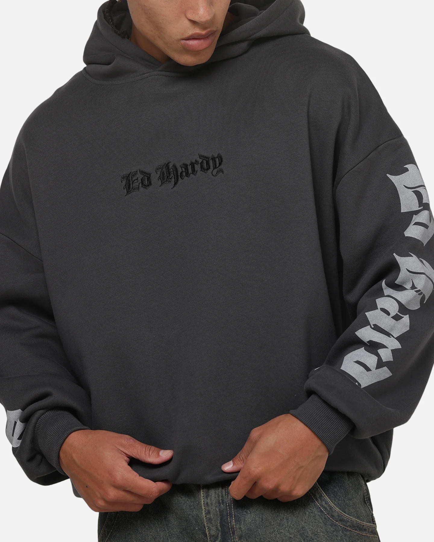 Ed Hardy Chrome Hoodie Washed Black - Image 8