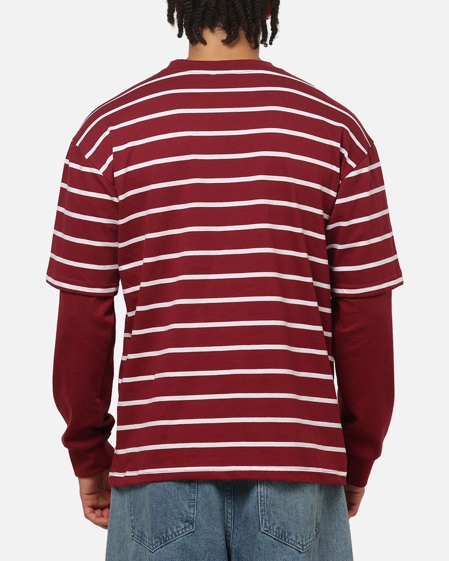 Carre Club Stripe Long Sleeve T-Shirt Burgundy Stripe - Image 3