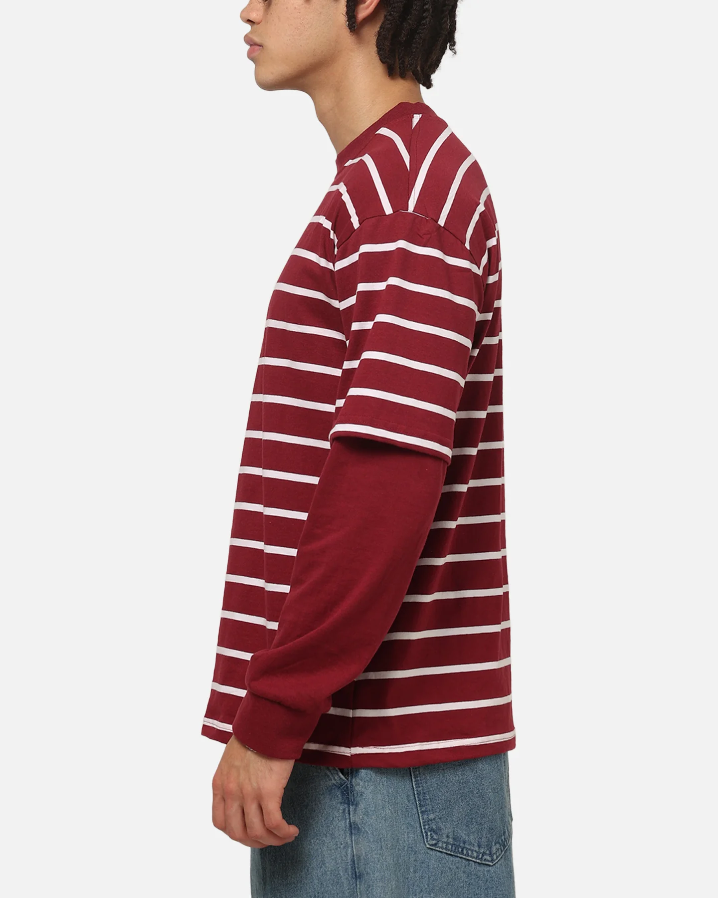 Carre Club Stripe Long Sleeve T-Shirt Burgundy Stripe - Image 5