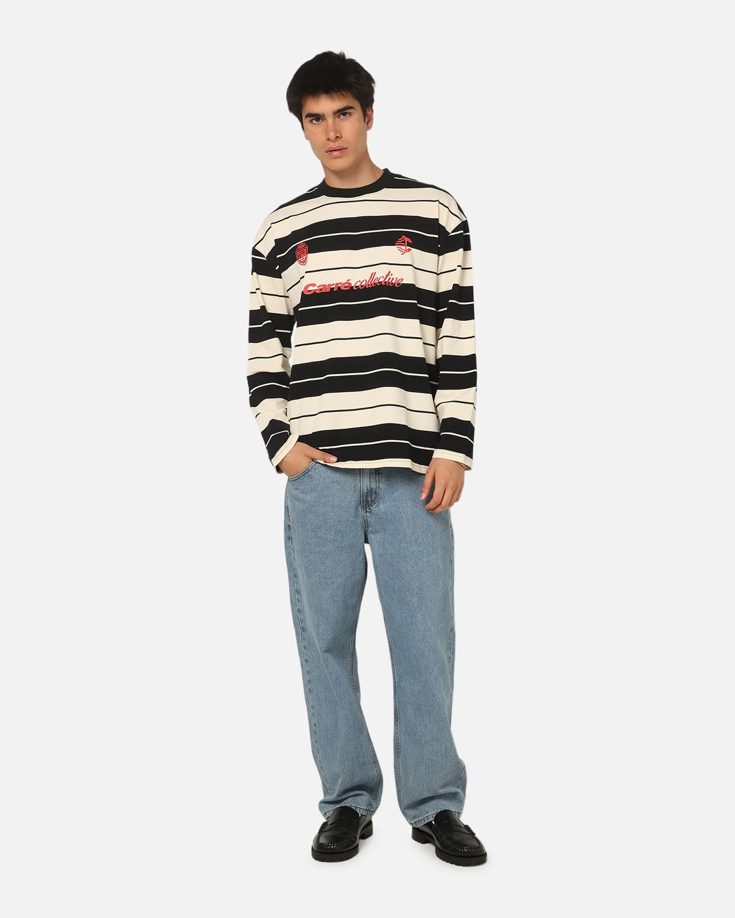 Carre Collective Stripe Long Sleeve T-Shirt Black/Off White - Image 2