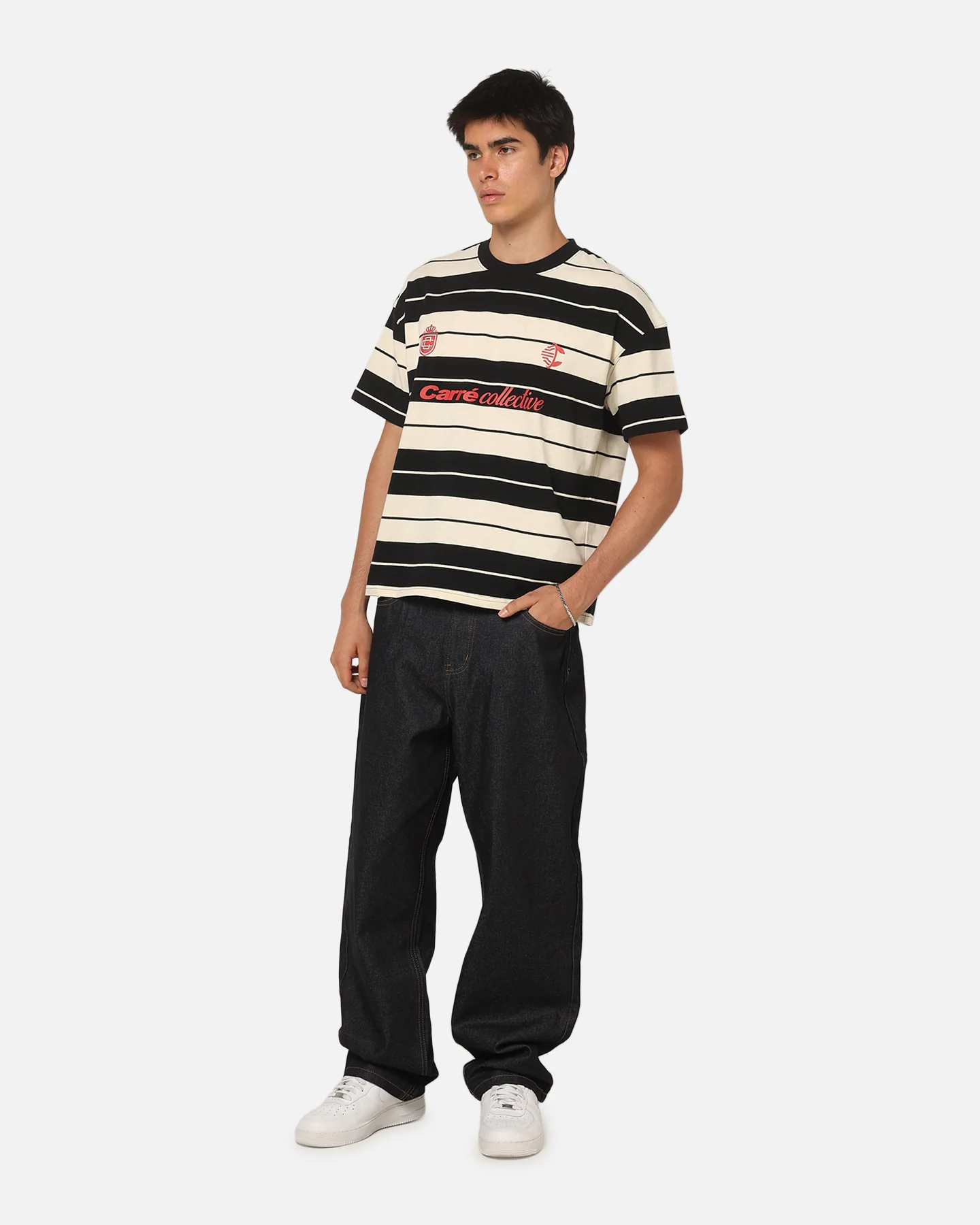 Carre Collective Stripe T-Shirt Black/Off White - Image 2