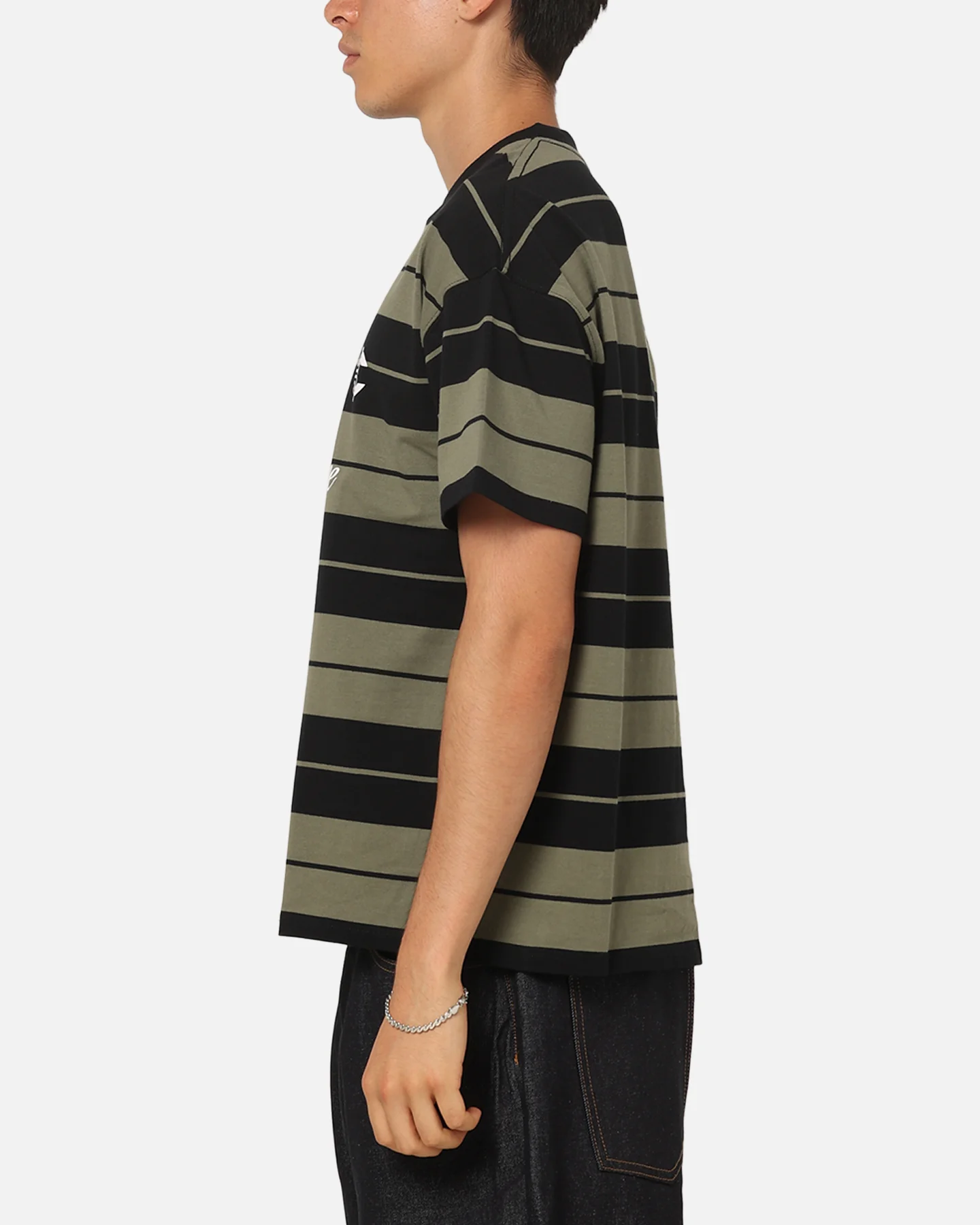 Carre Collective Stripe T-Shirt Black/Olive - Image 5