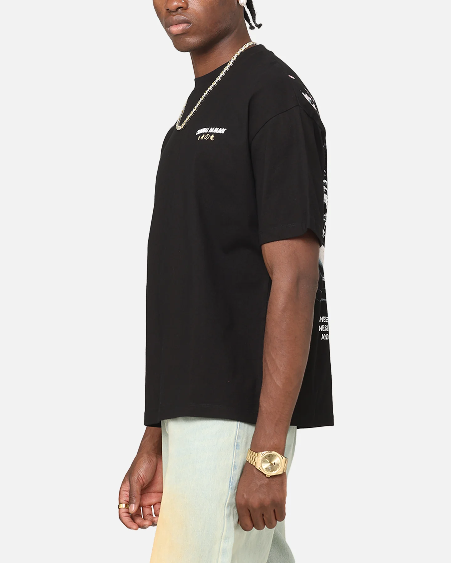 Criminal Damage Dragon Wave T-Shirt Washed Black - Image 6